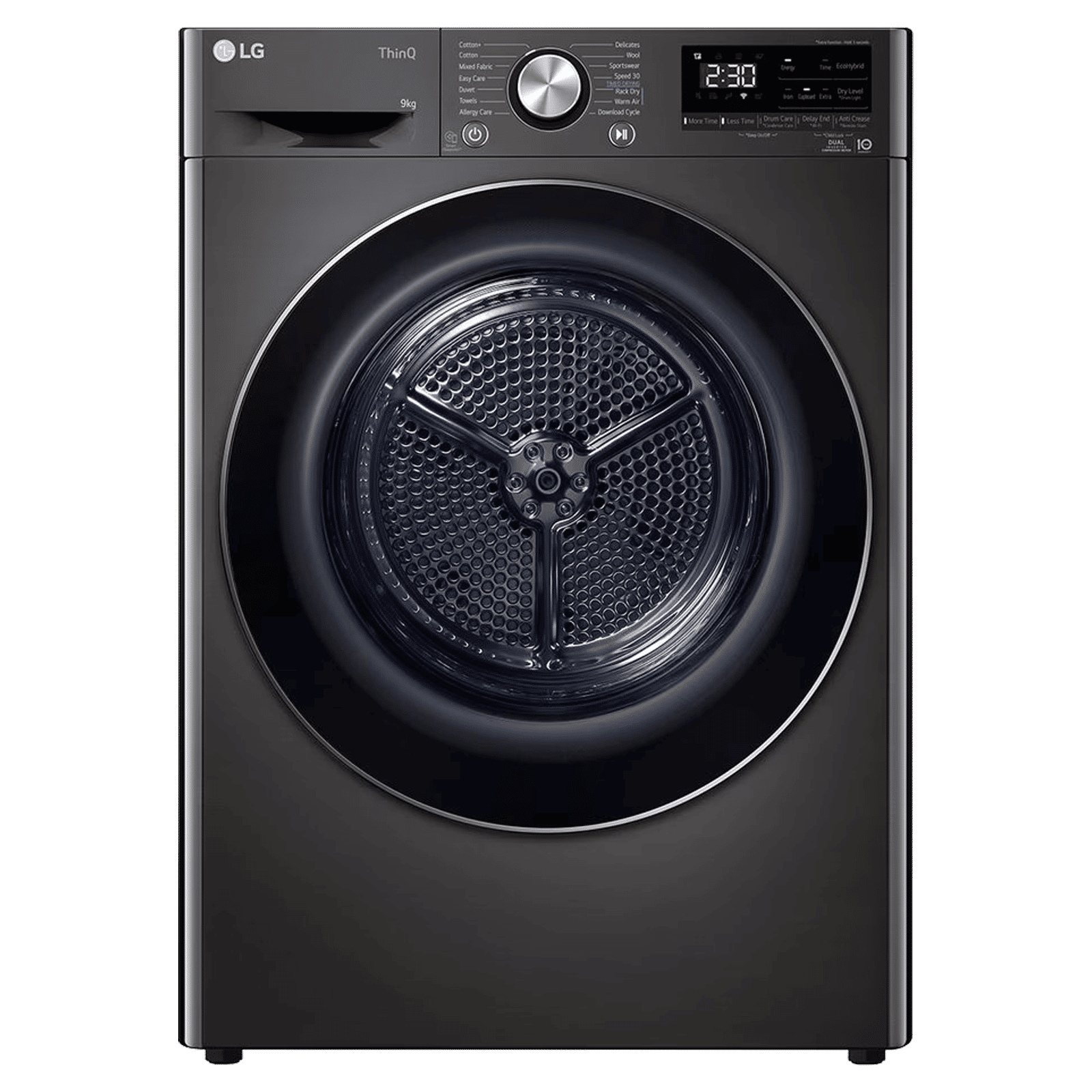 LG 9 kg Wi-Fi Fully Automatic Front Load Dryer (DHV09SAB, Dual Inverter Heat Pump, Black Steel)_1