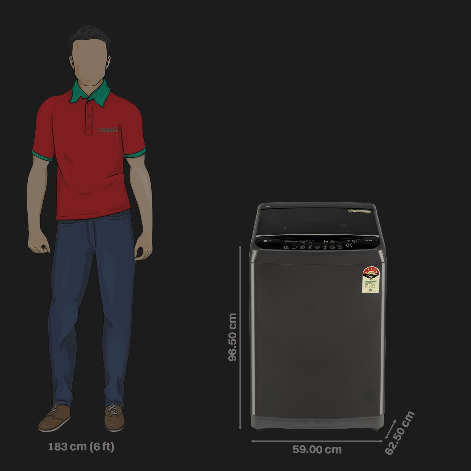 LG 12 kg 5 Star Inverter Fully Automatic Top Load Washing Machine (T12SJMB1Z, Smart Inverter Motor, Middle Black)_2