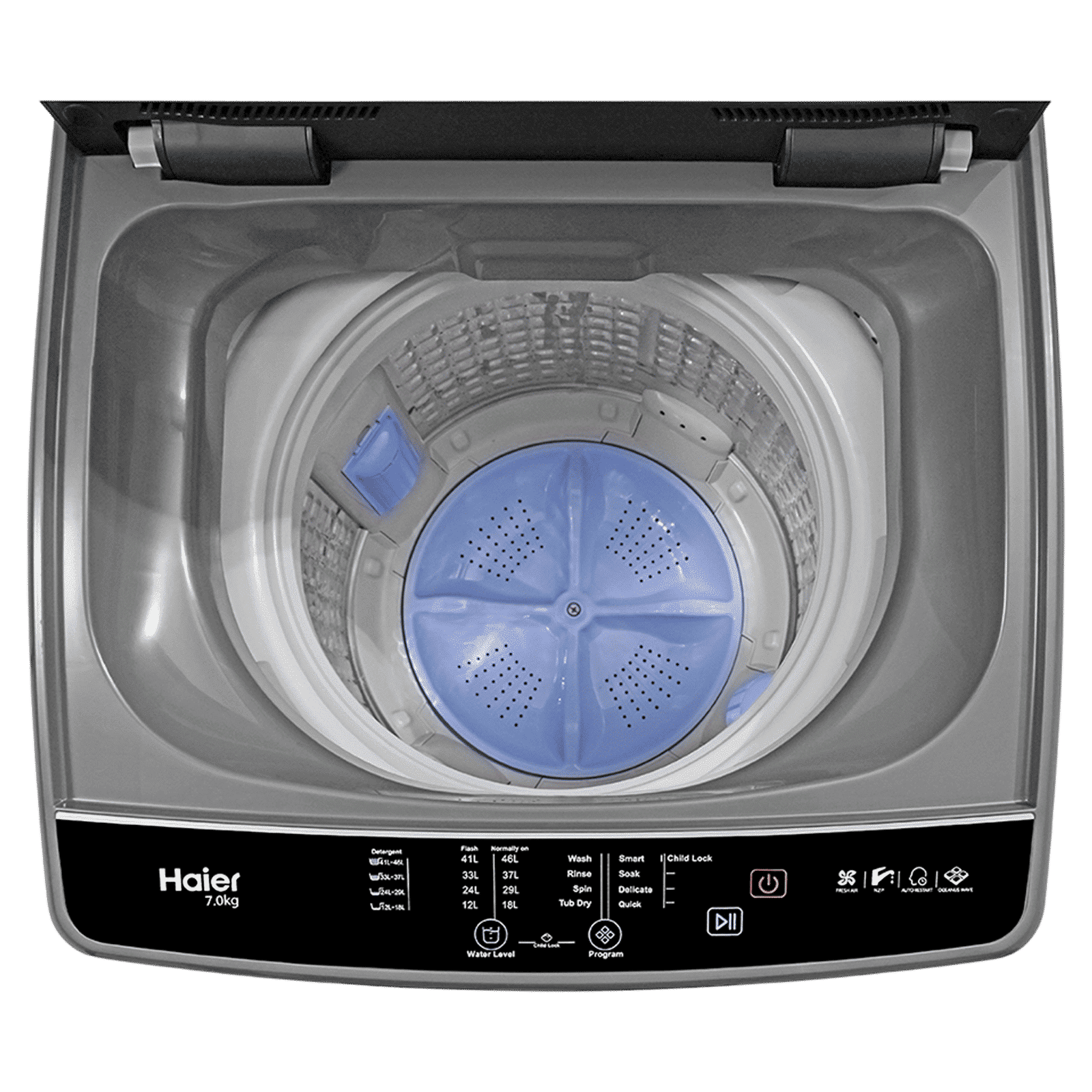 Haier 8 kg 5 Star Fully Automatic Top Load Washing Machine (HWM80-316BK, Oceanus Wave Drum, Dark Jade Silver)_7