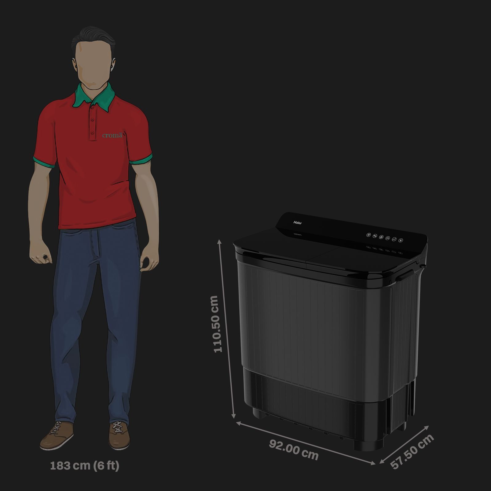 Haier 14 kg 5 Star Semi Automatic Washing Machine with Magic Filter (178, HTW140-178BK, Black)_2