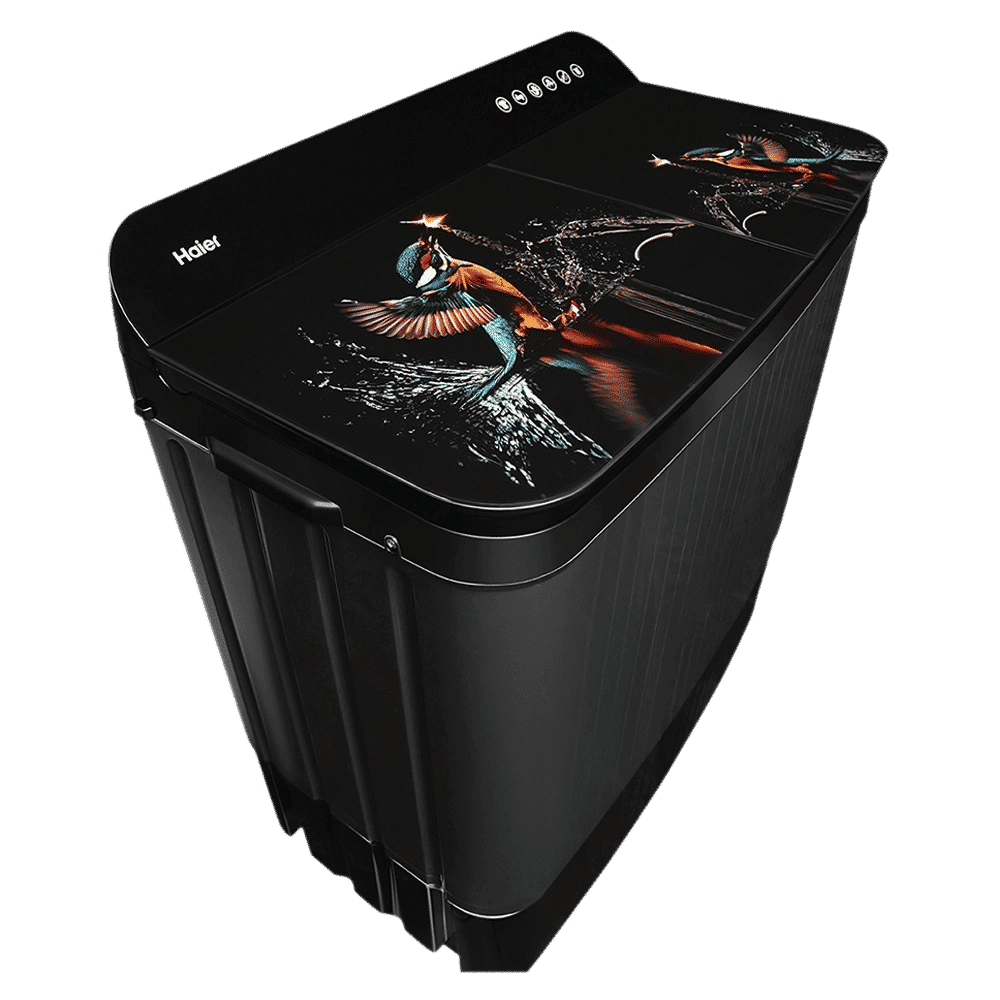 Haier 11 kg 5 Star Semi Automatic Washing Machine with Softfall Techonology (HTW110-178FL, Black)_5