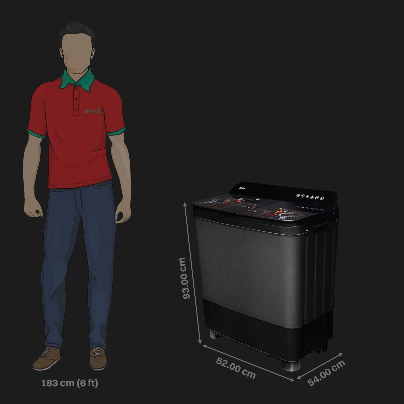 Haier 9 kg Semi Automatic Washing Machine with Softfall Techonology (HTW90-178FL, Black)_3