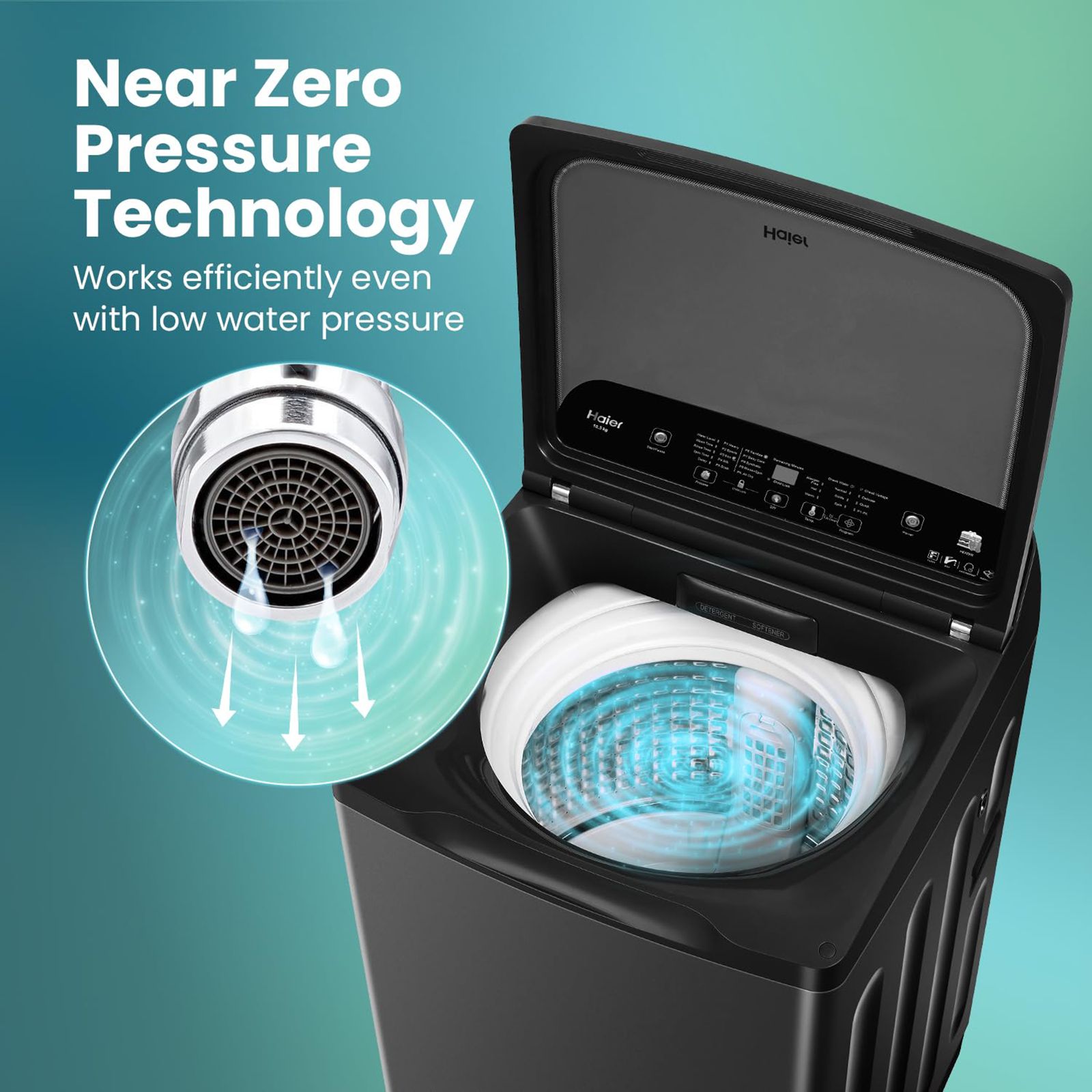 Haier 10.5 kg 5 Star Fully Automatic Top Load Washing Machine (Heater 688, HWM105-H688BK, In Built Heater, Black)_10