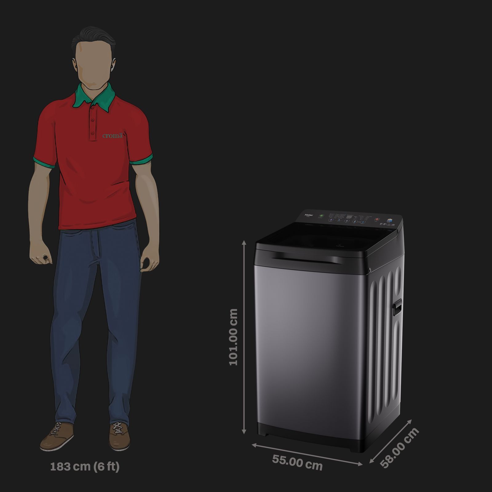 Haier 10.5 kg 5 Star Fully Automatic Top Load Washing Machine (Heater 688, HWM105-H688BK, In Built Heater, Black)_2