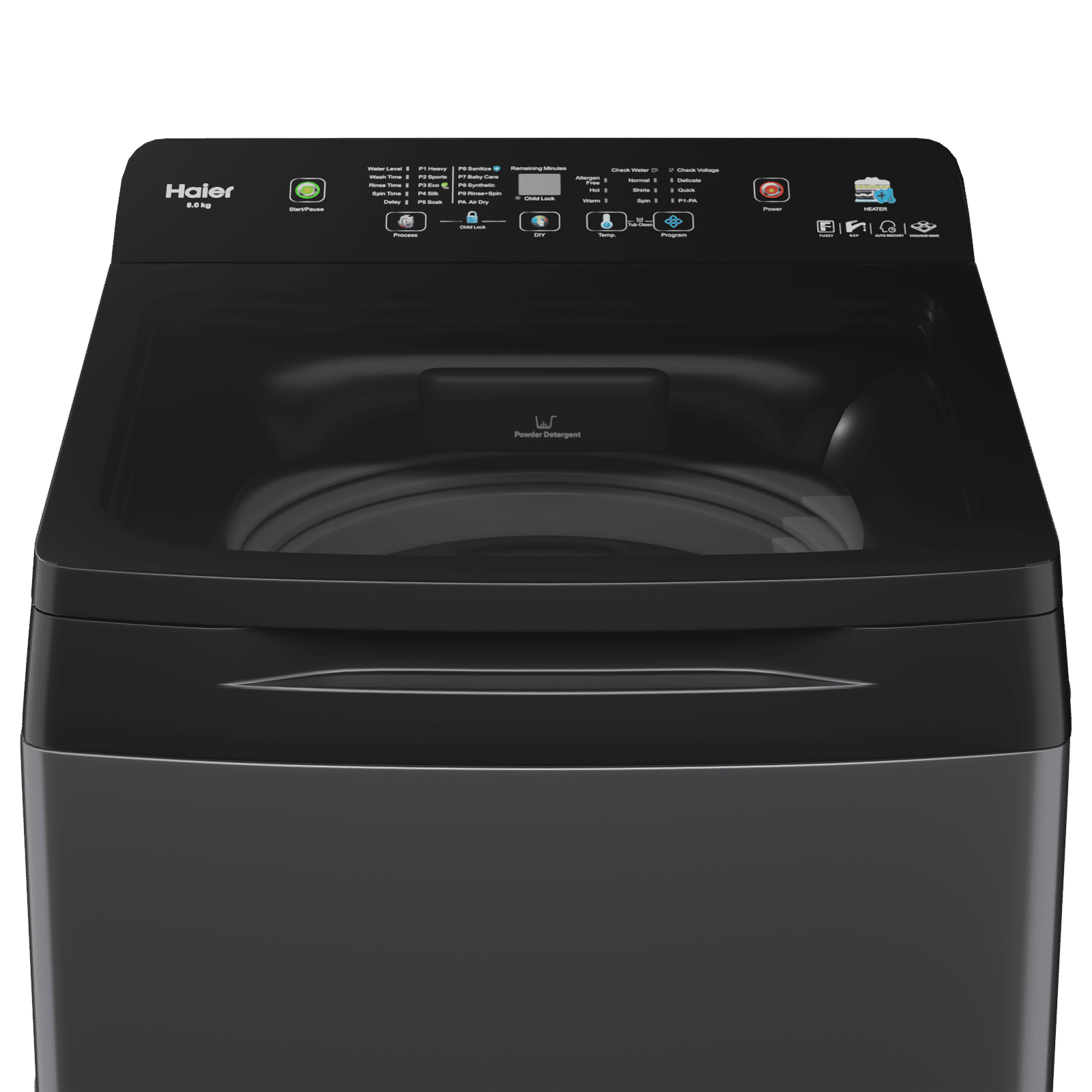 Haier 10.5 kg 5 Star Fully Automatic Top Load Washing Machine (Heater 688, HWM105-H688BK, In Built Heater, Black)_3