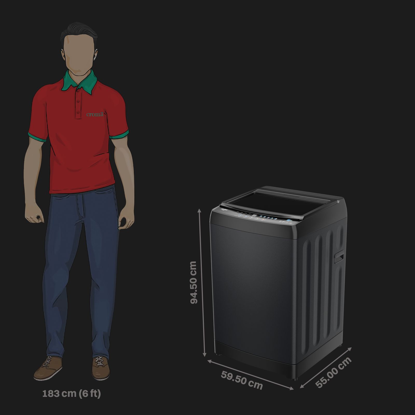 Haier 10.5 kg 5 Star Fully Automatic Top Load Washing Machine (HWM105-316BK, Pillow Drum, Black)_2