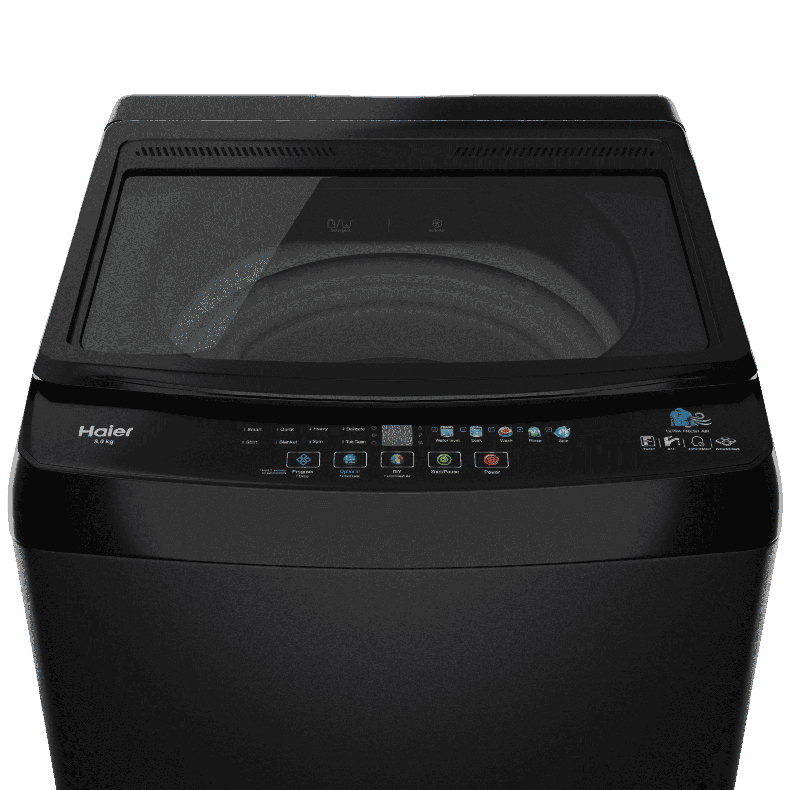 Haier 10.5 kg 5 Star Fully Automatic Top Load Washing Machine (HWM105-316BK, Pillow Drum, Black)_4