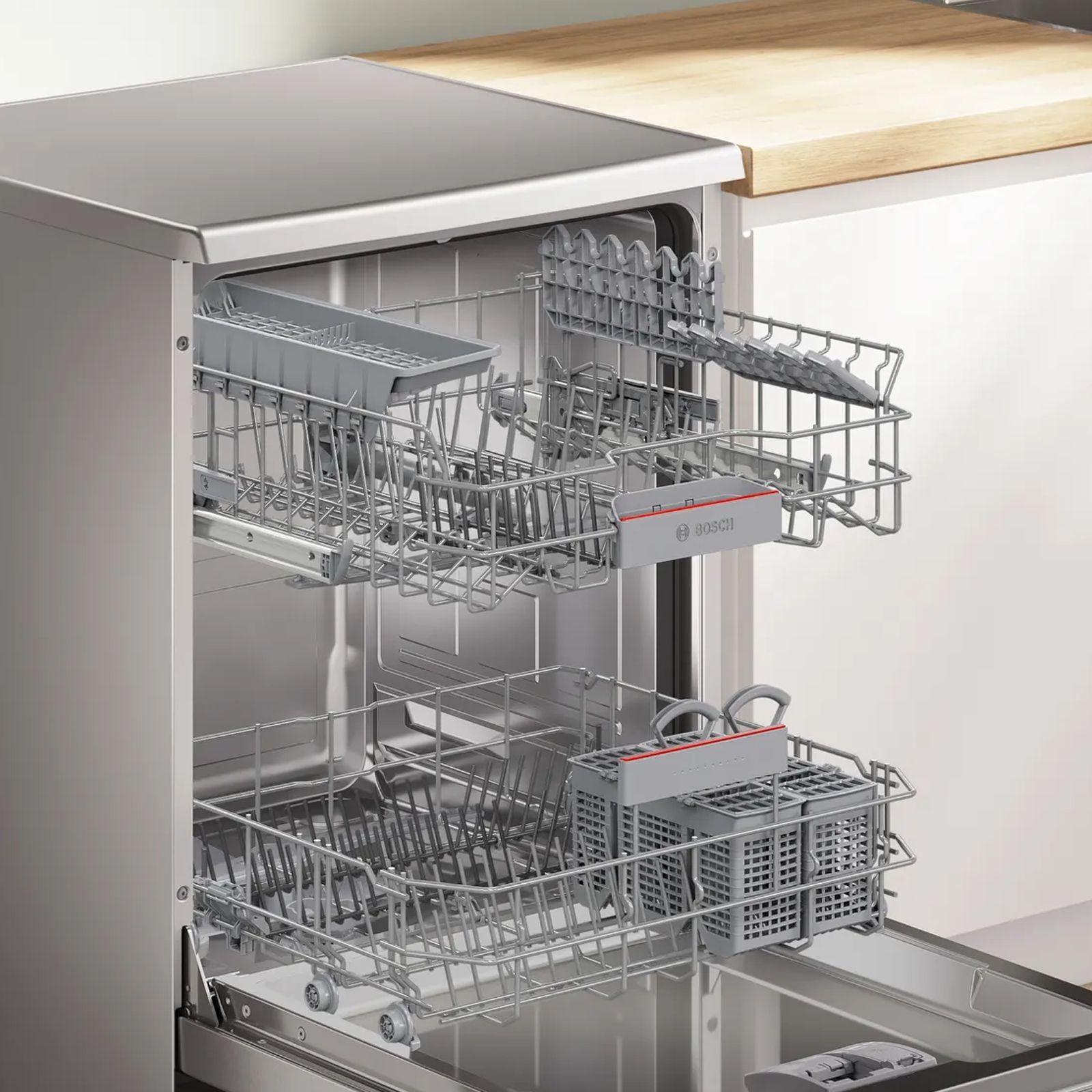 BOSCH Series 6 14 Place Settings Free Standing Dishwasher with Glass Protection Technology (No Pre-rinse Required, Silver)_13
