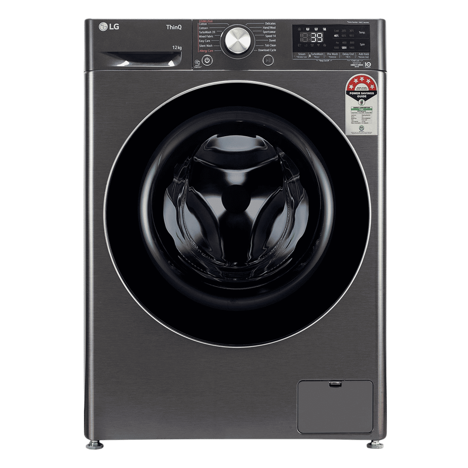 LG 12 kg 5 Star Wi-Fi Inverter Fully Automatic Front Load Washing Machine (FHP1412Z9B.APBQEIL, AI Direct Drive, Platinum Black) LG 12 kg 5 Star Wi-Fi Inverter Fully Automatic Front Load Washing Machine (FHP1412Z9B.APBQEIL, AI Direct Drive, Platinum Black)_1