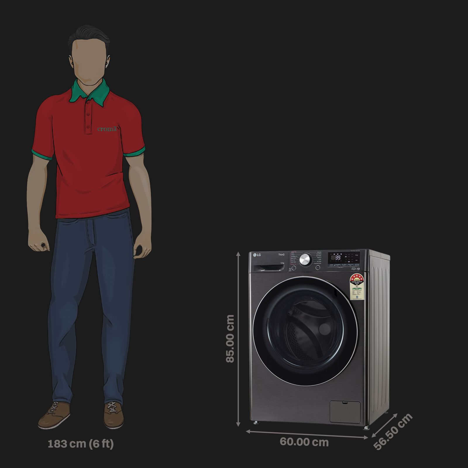 LG 12 kg 5 Star Wi-Fi Inverter Fully Automatic Front Load Washing Machine (FHP1412Z9B.APBQEIL, AI Direct Drive, Platinum Black) LG 12 kg 5 Star Wi-Fi Inverter Fully Automatic Front Load Washing Machine (FHP1412Z9B.APBQEIL, AI Direct Drive, Platinum Black)_2