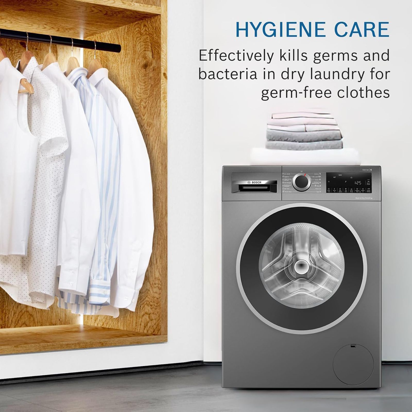 BOSCH 10.5/6 kg 5 Star Inverter Fully Automatic Front Load Washer Dryer (Series 6, WNA2E4UCIN, Inbuilt Heater, Grey)_12