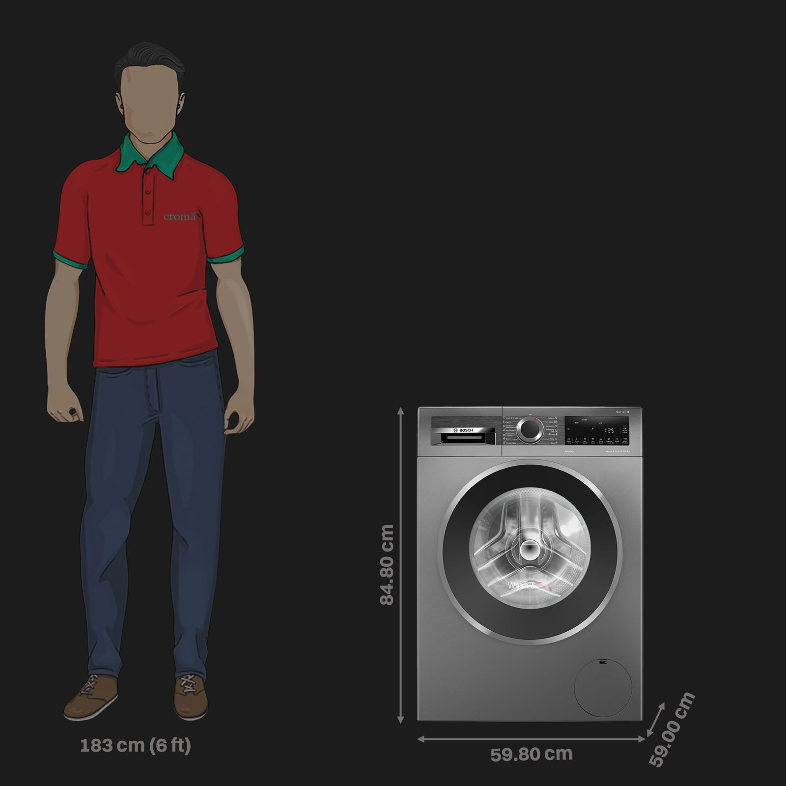 BOSCH 10.5/6 kg 5 Star Inverter Fully Automatic Front Load Washer Dryer (Series 6, WNA2E4UCIN, Inbuilt Heater, Grey) BOSCH 10.5/6 kg 5 Star Inverter Fully Automatic Front Load Washer Dryer (Series 6, WNA2E4UCIN, Inbuilt Heater, Grey)_2