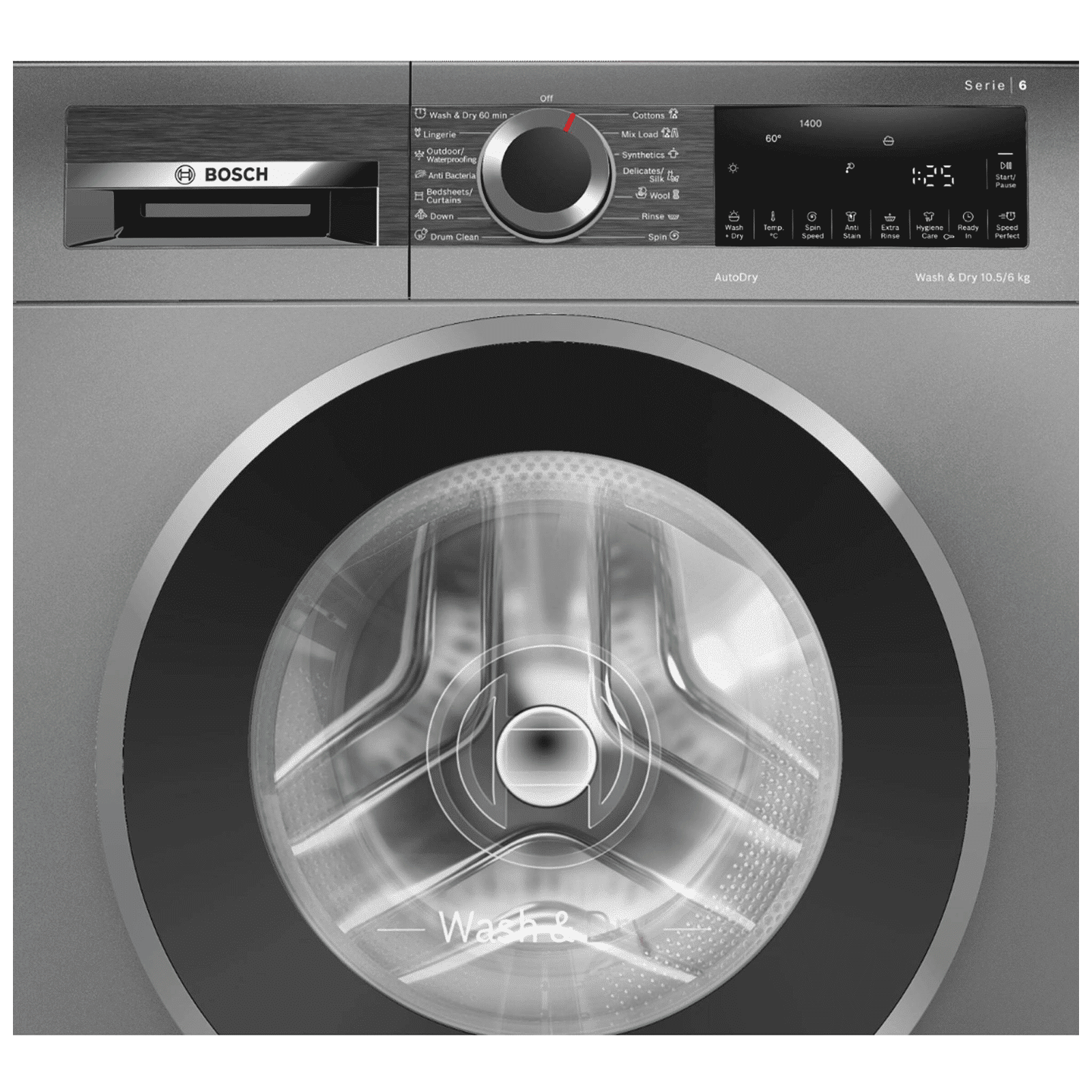 BOSCH 10.5/6 kg 5 Star Inverter Fully Automatic Front Load Washer Dryer (Series 6, WNA2E4UCIN, Inbuilt Heater, Grey)_3