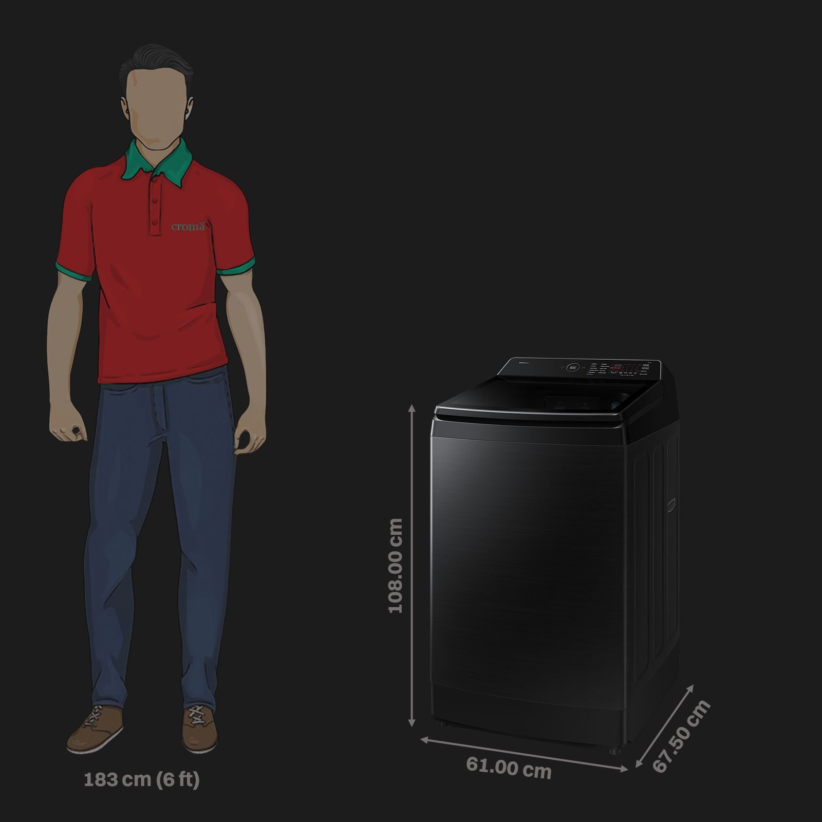 SAMSUNG 14 kg 5 Star Wi-Fi Inverter Fully Automatic Top Load Washing Machine (WA80F14B6BTL, AI VRT+ Technology, Black Caviar)_2