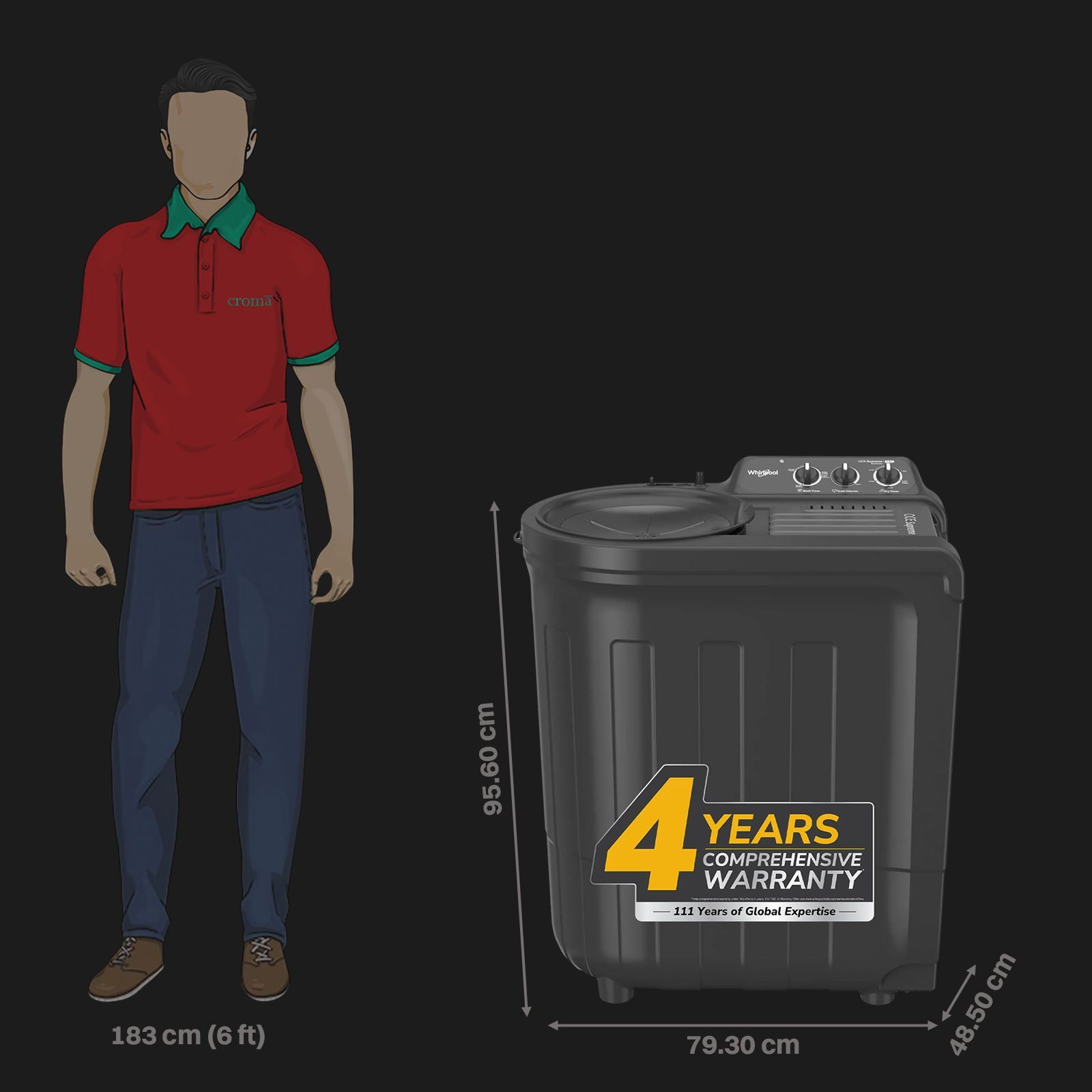 Whirlpool 7.5 kg 5 Star Semi Automatic Washing Machine with In built Scrubber (Magic Clean, 30291, Grey)_2