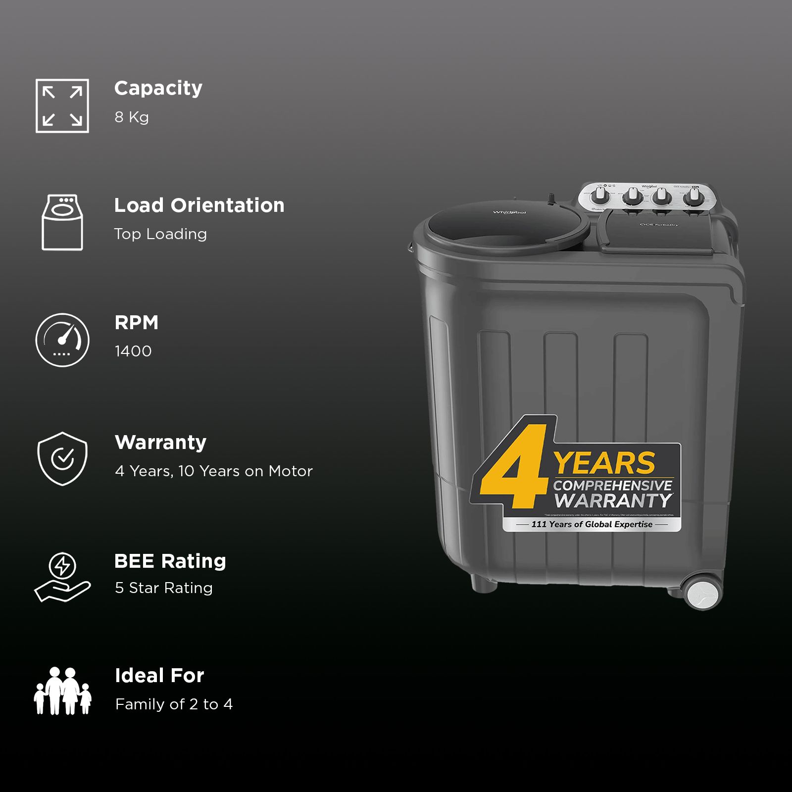 Whirlpool 8.0 kg 5 Star Semi Automatic Washing Machine with In built Scrubber (Magic Clean, 30318, Grey)_3