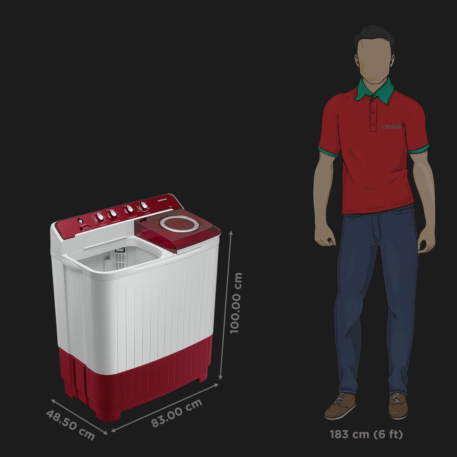 SAMSUNG 7.5 kg 5 Star Semi Automatic Washing Machine with Rat Protection (WT75B3200RR/TL, Dark Grey)_2