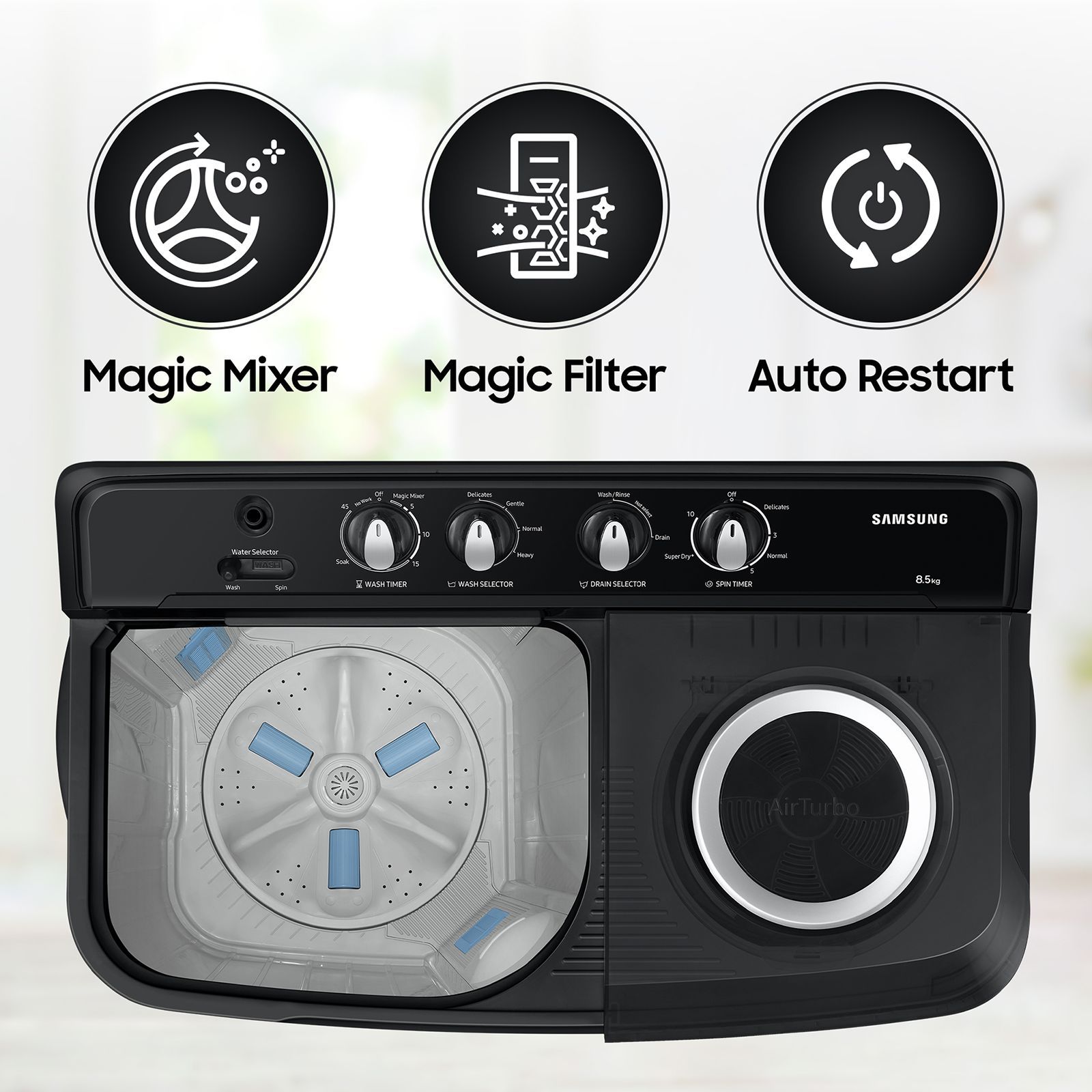 SAMSUNG 8.5 kg 5 Star Semi Automatic Washing Machine with Rat Protection (WT75B3200RR/TL, Dark Grey)_6