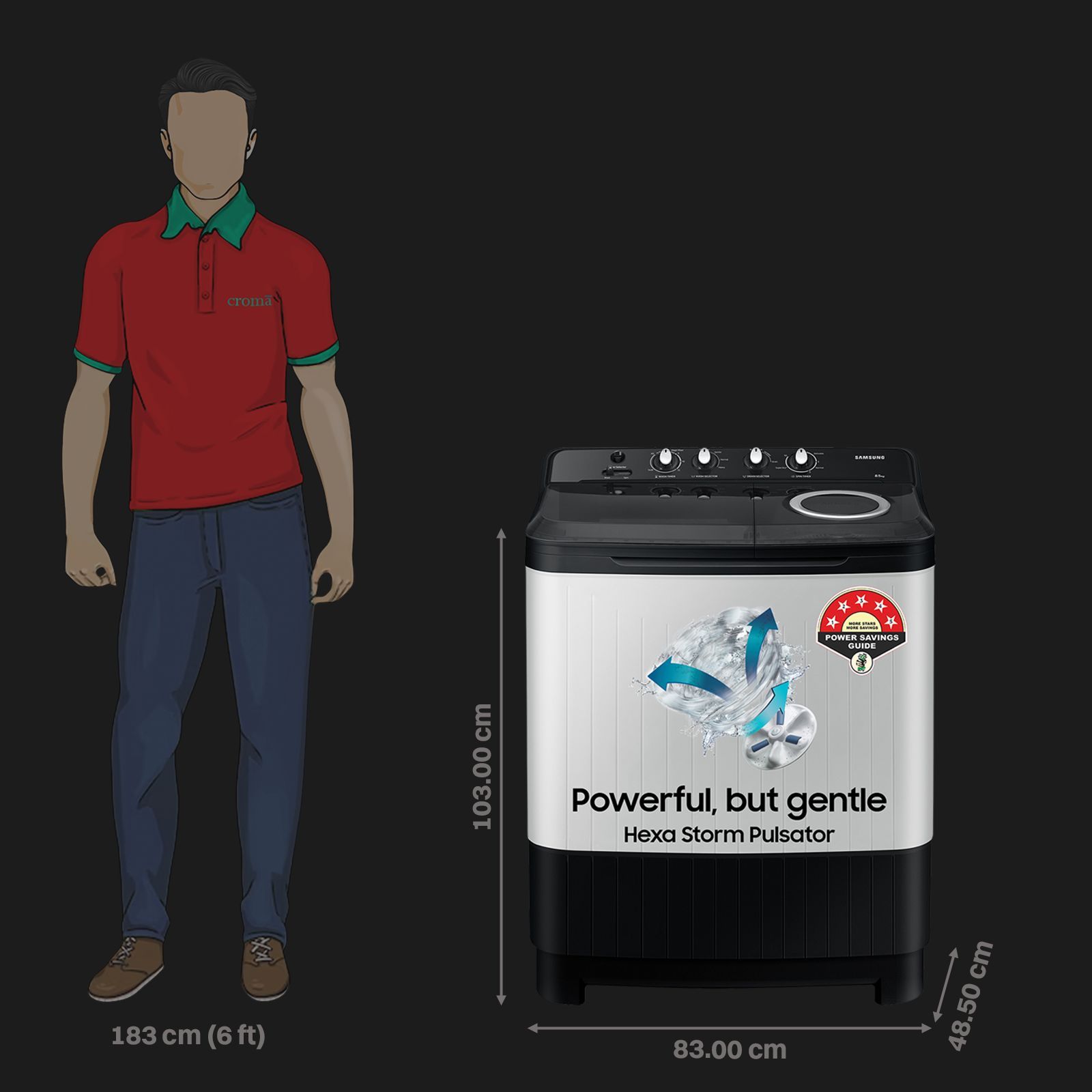 SAMSUNG 8.5 kg 5 Star Semi Automatic Washing Machine with Rat Protection (WT75B3200RR/TL, Dark Grey)_2