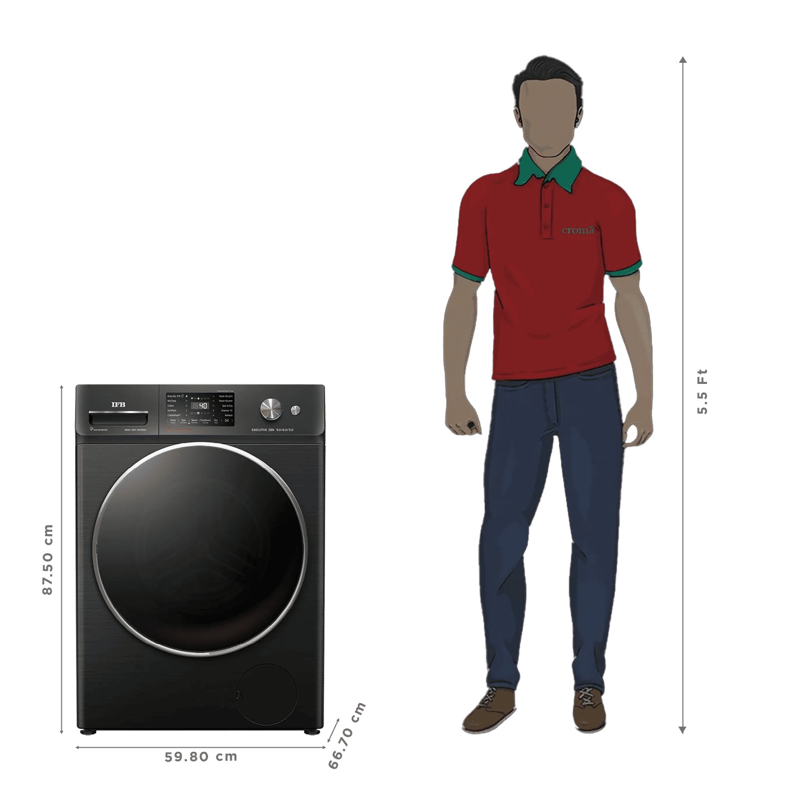 IFB 9/6/3 kg Wi-Fi Inverter Fully Automatic Front Load Washer Dryer Refresher (Executive ZBN, AI Technology, Black Hairline) IFB 9/6/3 kg Wi-Fi Inverter Fully Automatic Front Load Washer Dryer Refresher (Executive ZBN, AI Technology, Black Hairline)_3