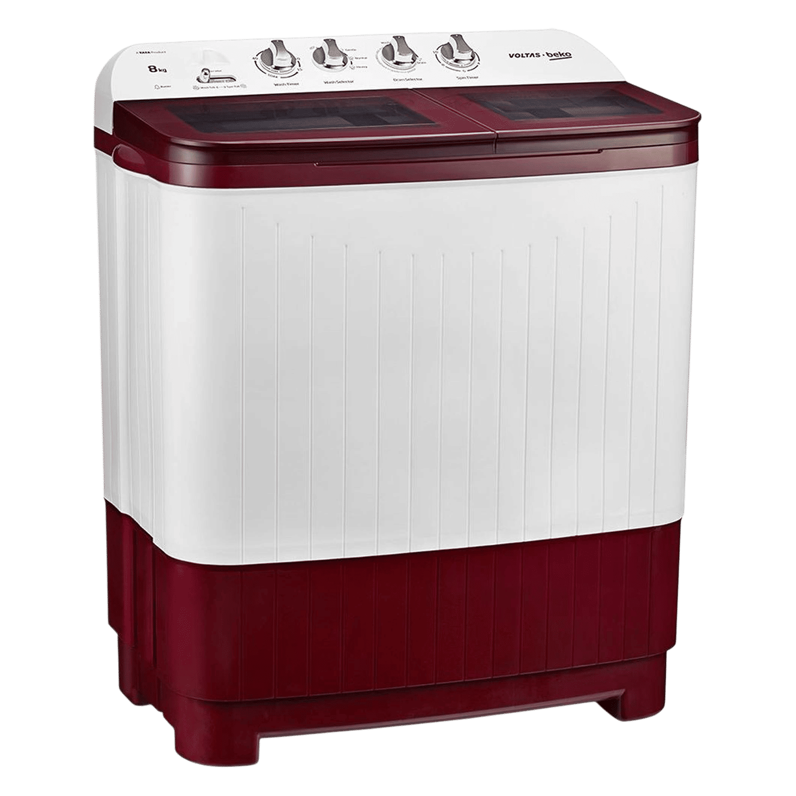 VOLTAS beko 8 kg 5 Star Semi Automatic Washing Machine with IPX4 Control Panel (WTT80DBRG, Burgundy)​_3