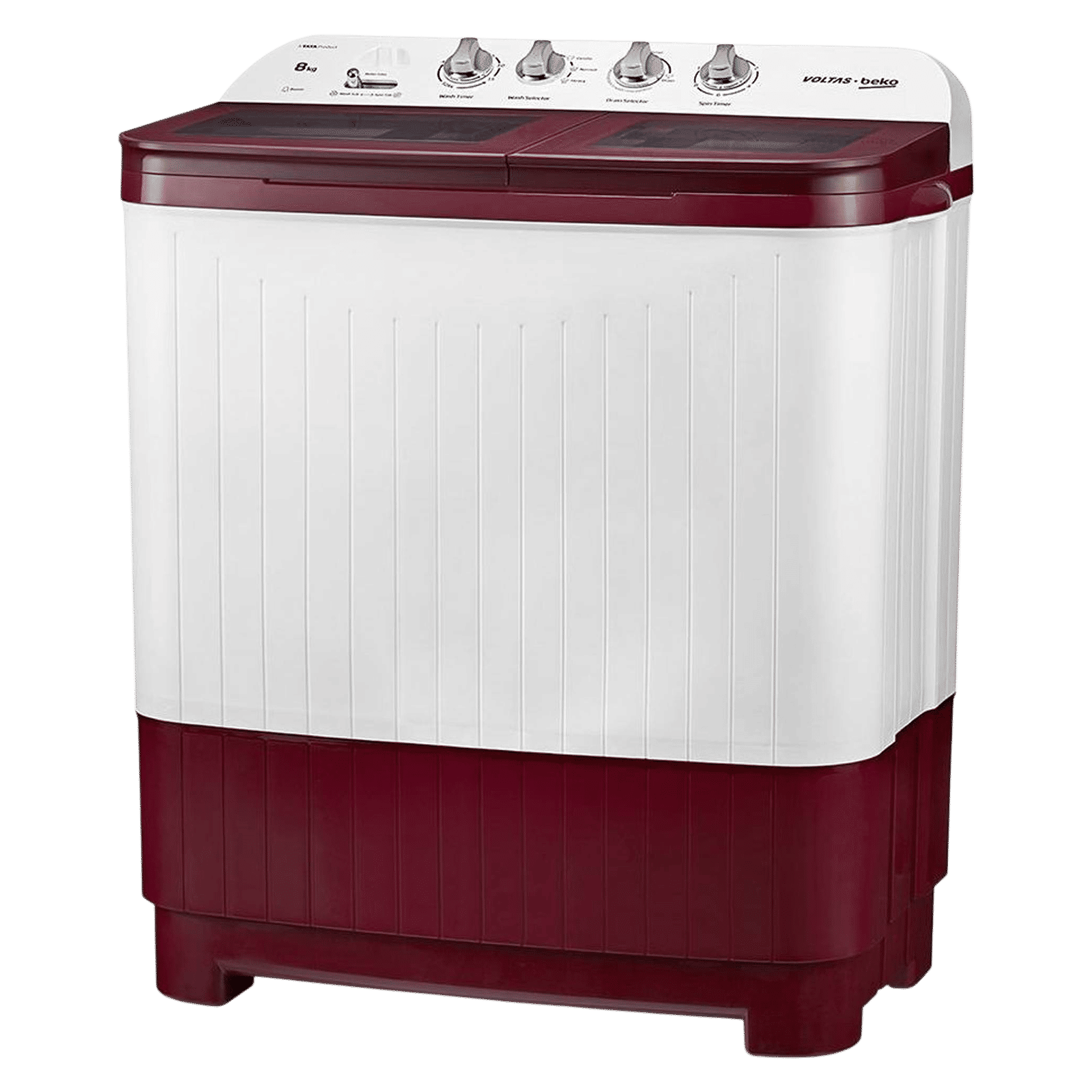 VOLTAS beko 8 kg 5 Star Semi Automatic Washing Machine with IPX4 Control Panel (WTT80DBRG, Burgundy)​_4