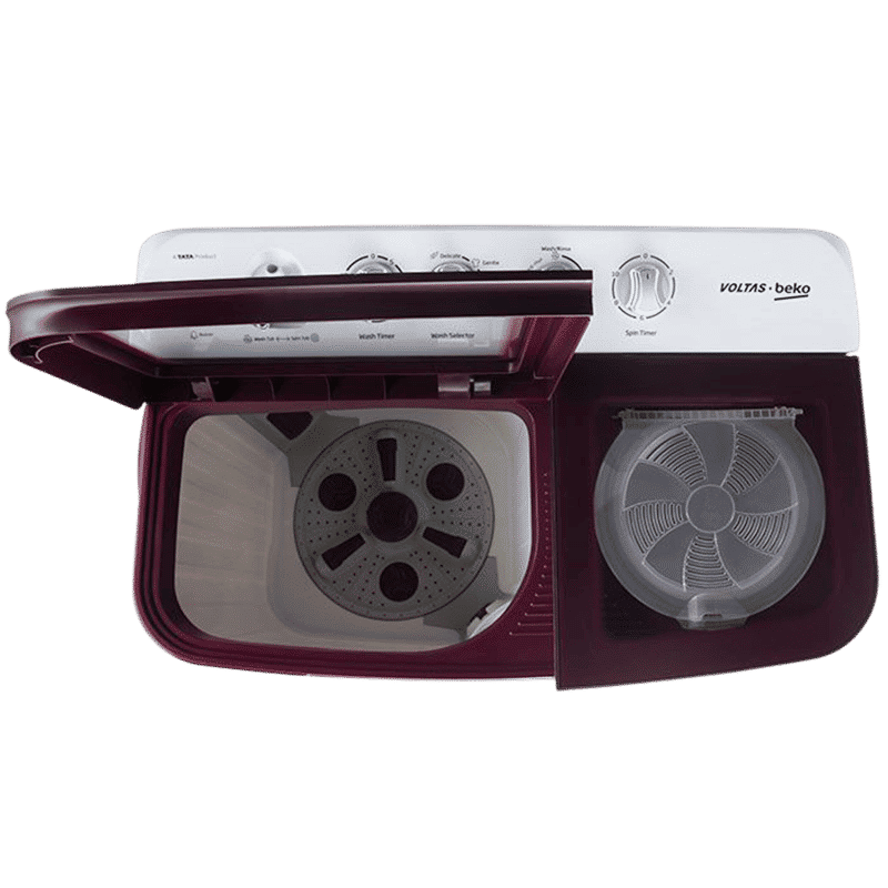 VOLTAS beko 8 kg 5 Star Semi Automatic Washing Machine with IPX4 Control Panel (WTT80DBRG, Burgundy)​_6