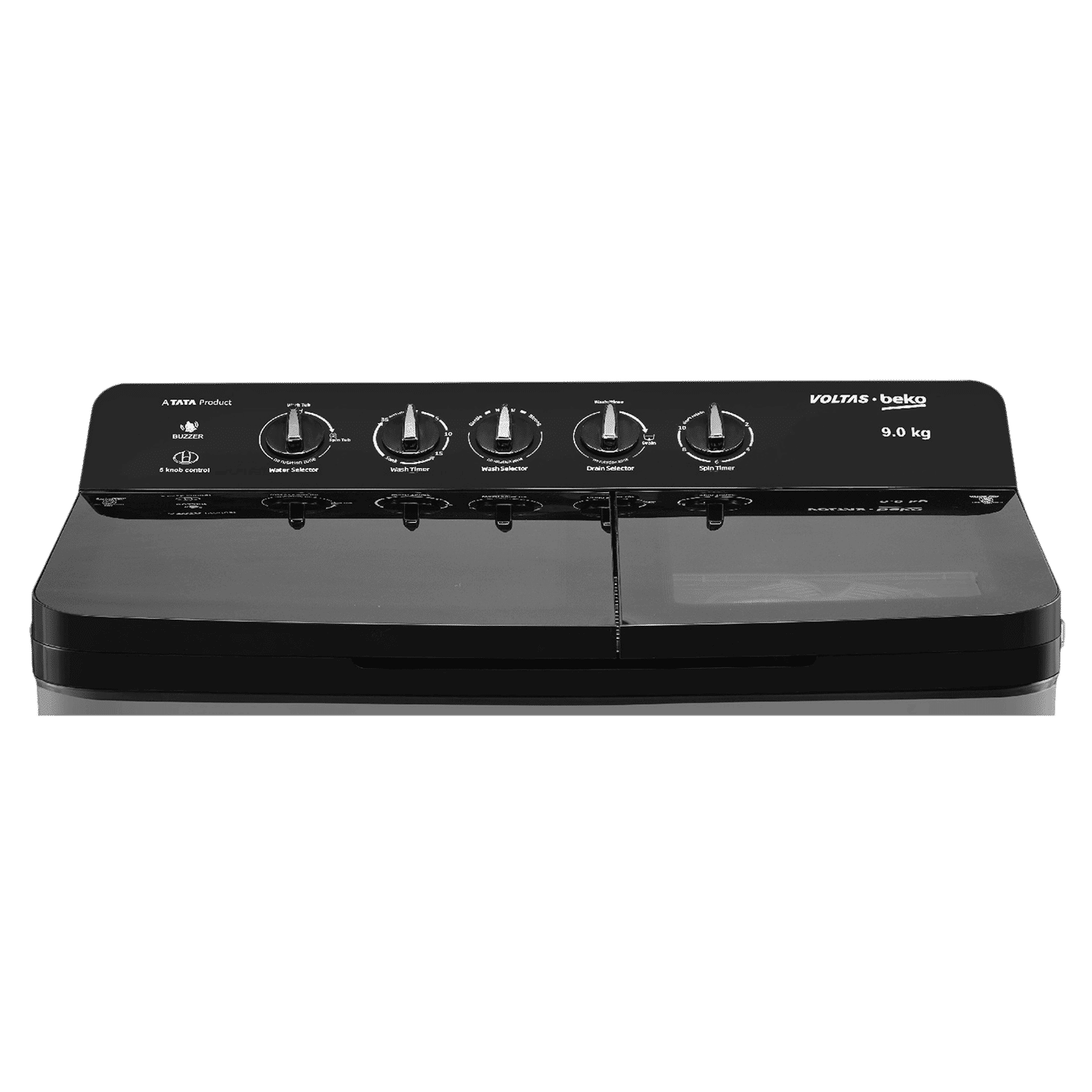 VOLTAS beko 9 kg 5 Star Semi Automatic Washing Machine with Double Waterfall Technology (WTT90UHA, Black)_3