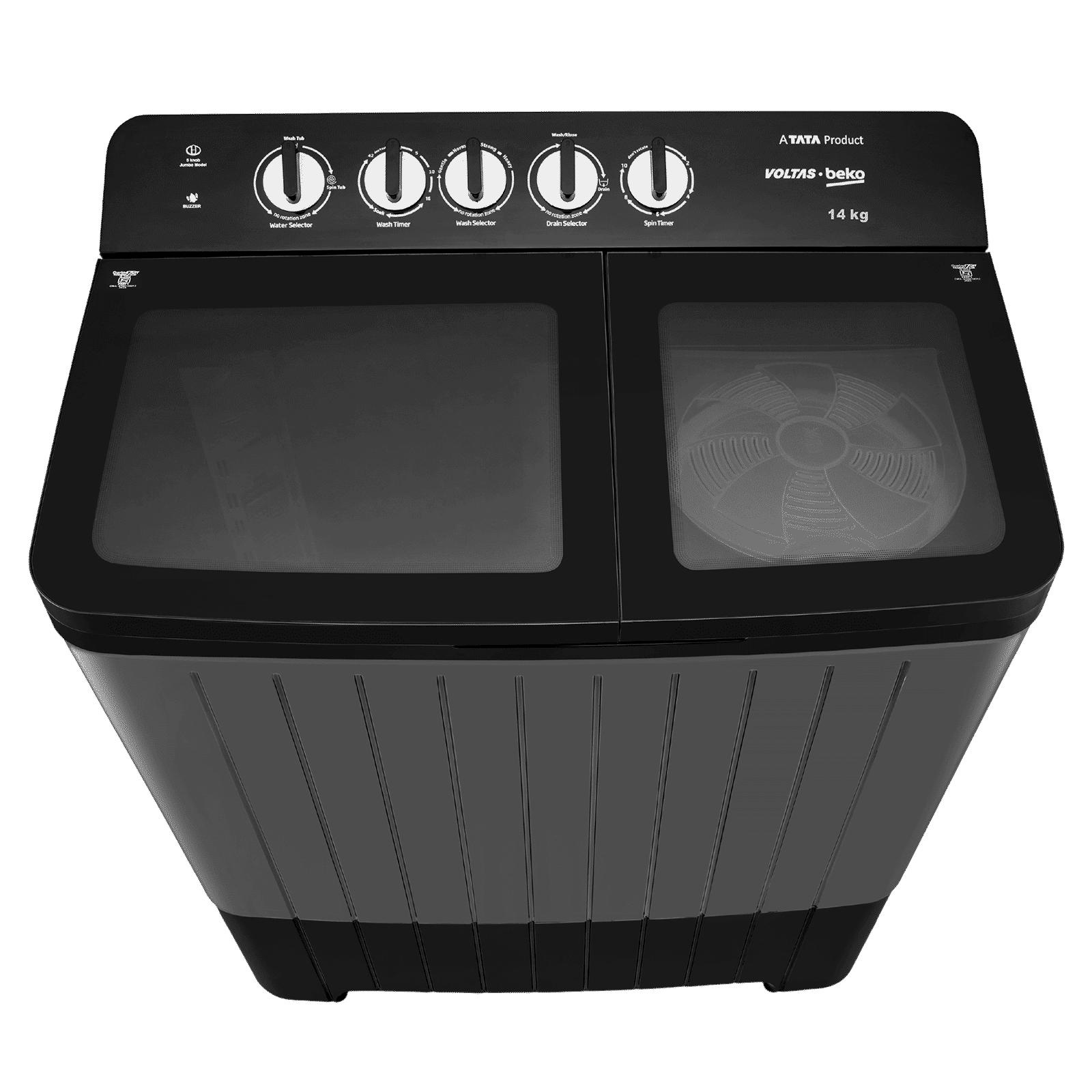 VOLTAS beko 14 kg 5 Star Semi Automatic Washing Machine with IPX4 Control Panel (WTT140UPA, Dark Grey)​_7