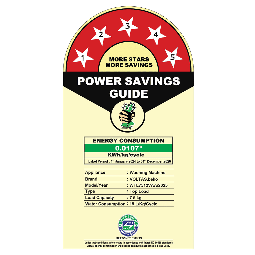 VOLTAS beko 7.5 Kg 5 Star Fully Automatic Top Load Washing Machine (WTL7512VAA, In-built Heater, Black)_7