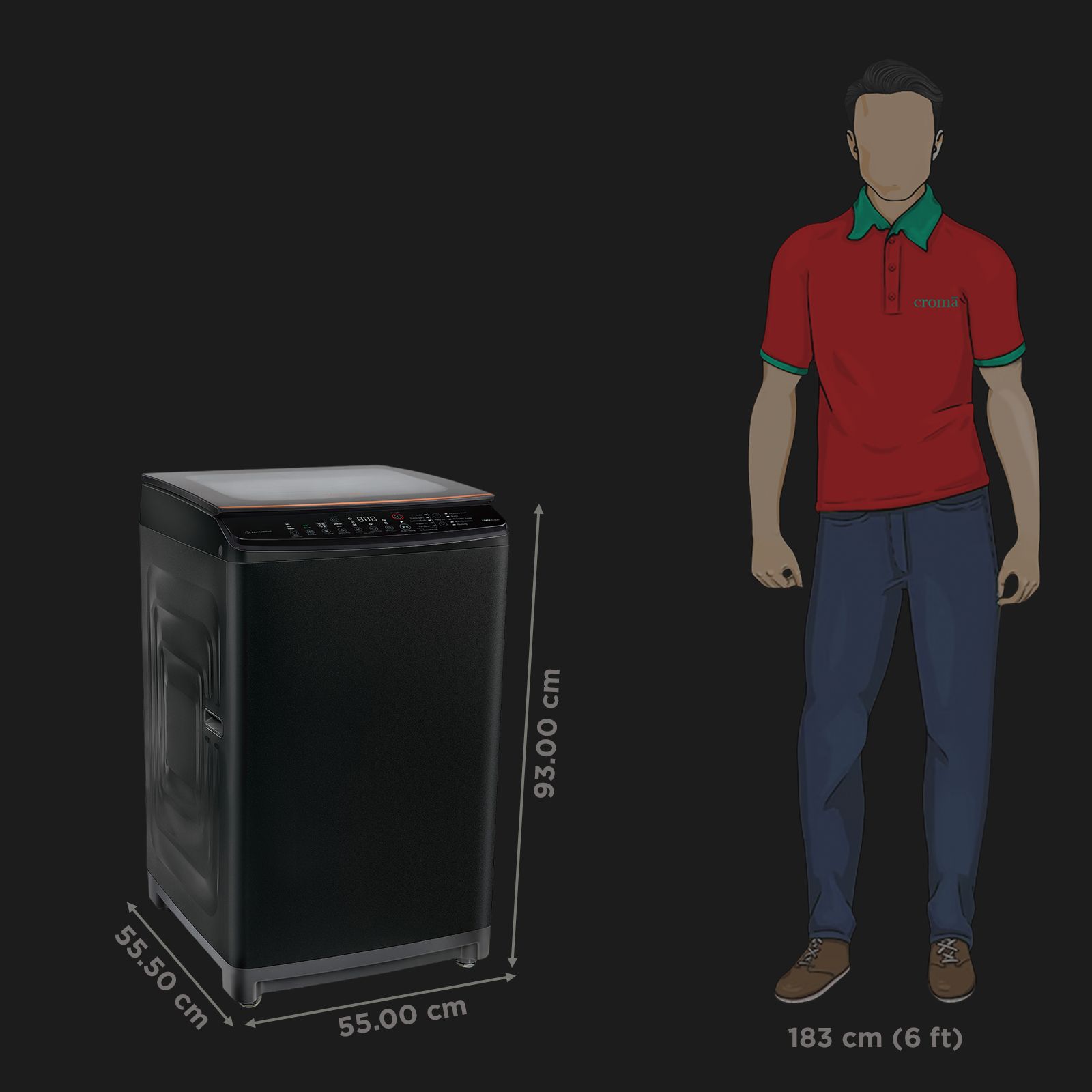 VOLTAS beko 7.5 Kg 5 Star Fully Automatic Top Load Washing Machine (WTL7512VAA, In-built Heater, Black)_3