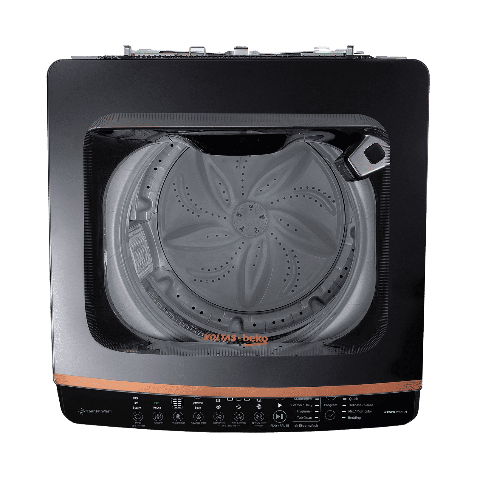 VOLTAS beko 7.5 Kg 5 Star Fully Automatic Top Load Washing Machine (WTL7512VAA, In-built Heater, Black)_3