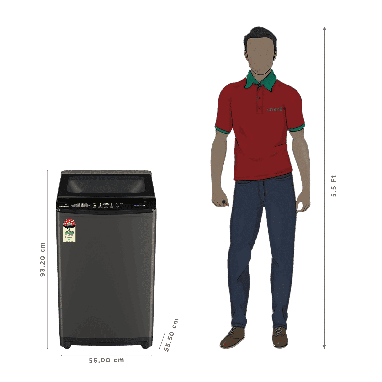 VOLTAS beko 7 Kg 5 Star Fully Automatic Top Load Washing Machine (WTL7006UAA, Aqua Wave Drum, Medium Grey) VOLTAS beko 7 Kg 5 Star Fully Automatic Top Load Washing Machine (WTL7006UAA, Aqua Wave Drum, Medium Grey)_2