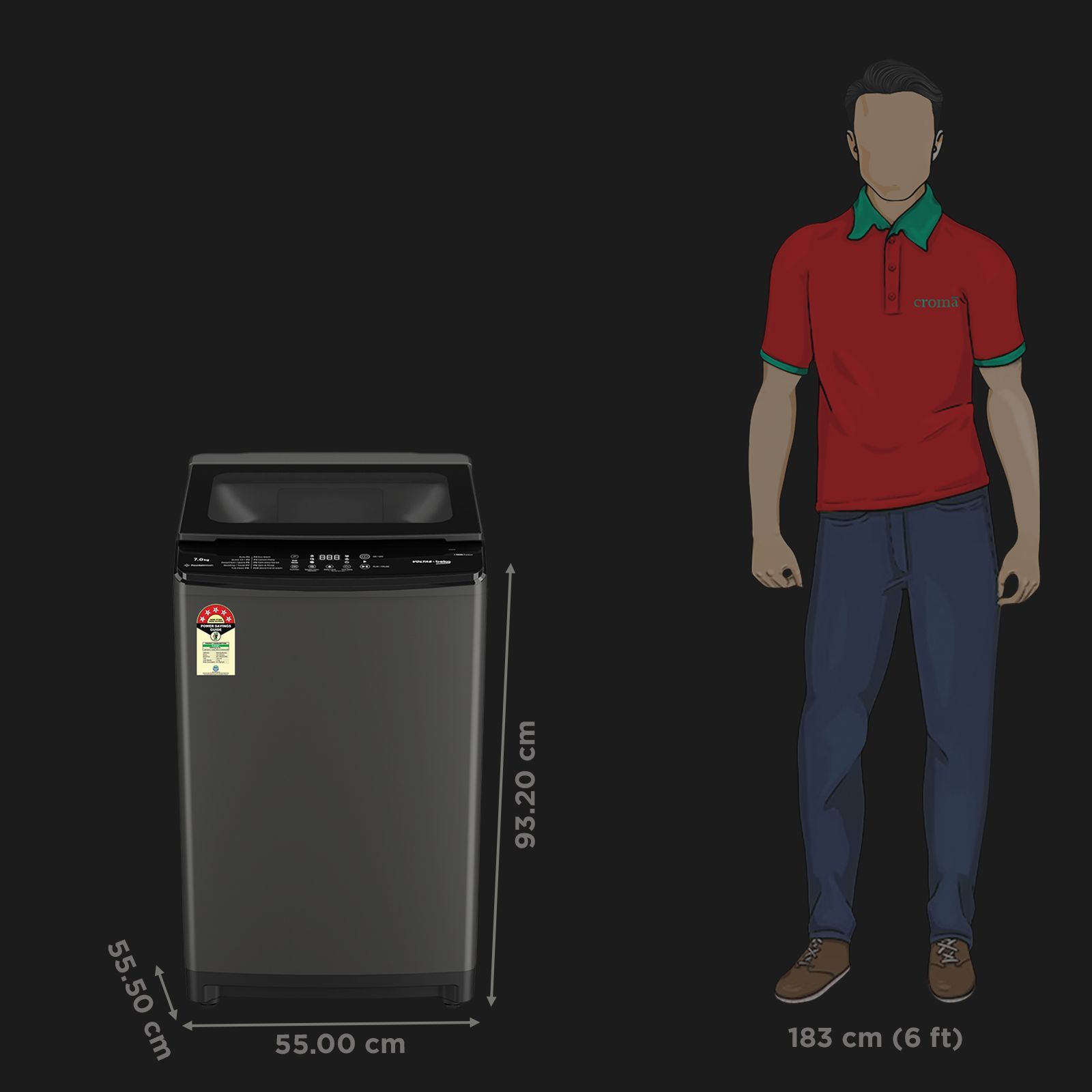 VOLTAS beko 7 Kg 5 Star Fully Automatic Top Load Washing Machine (WTL7006UAA, Aqua Wave Drum, Medium Grey)_2