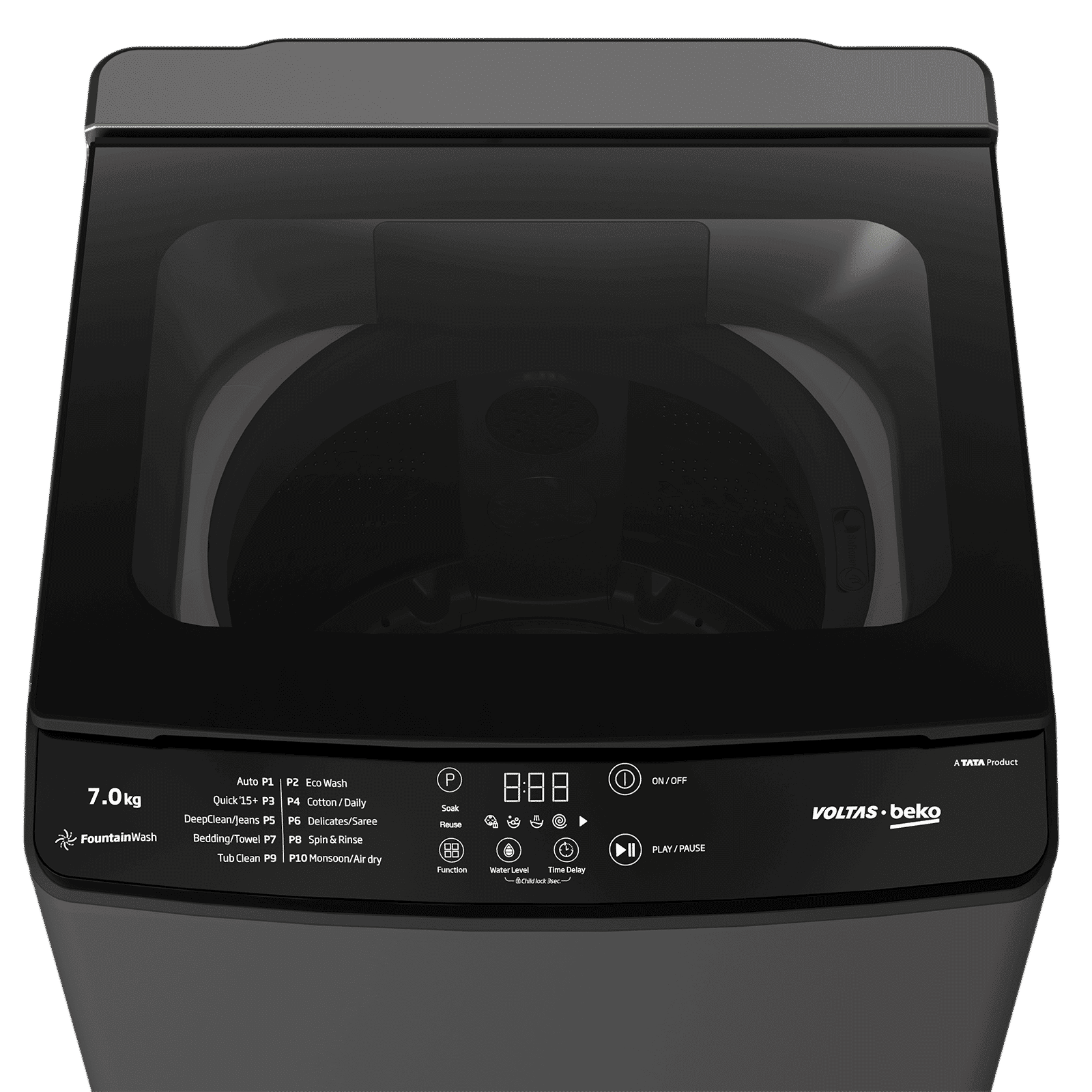 VOLTAS beko 7 Kg 5 Star Fully Automatic Top Load Washing Machine (WTL7006UAA, Aqua Wave Drum, Medium Grey)_3