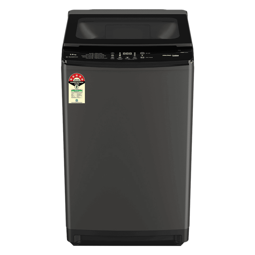 VOLTAS beko 7.5 Kg 5 Star Fully Automatic Top Load Washing Machine (WTL7506UAA, Aqua Wave Drum, Medium Grey)_1