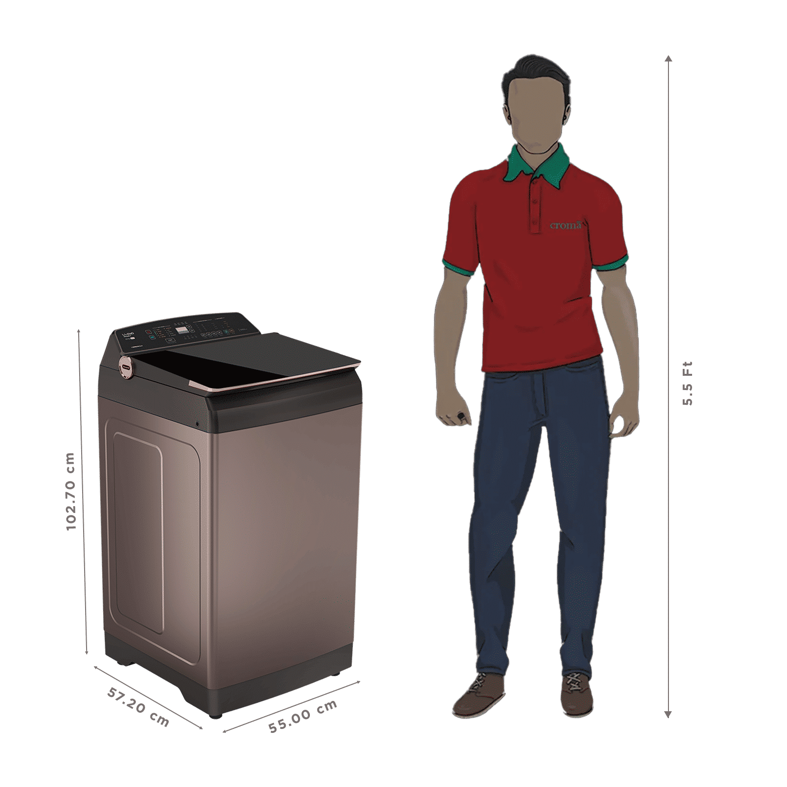 LLOYD 8.5 kg 5 Star Wi-Fi Inverter Fully Automatic Top Load Washing Machine (Novante IOT, GLWT855N12CB, 12 i-Sense Technology, Copper Blush)_2