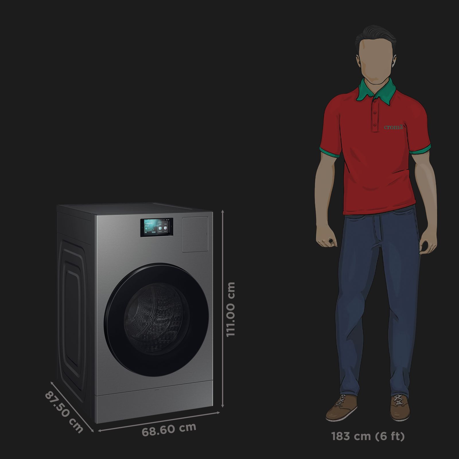 SAMSUNG 25 kg Wi-Fi Inverter Fully Automatic Front Washer Dryer (WD25DB8995BZTL, Heat Pump Technology, Dark Silver)_2