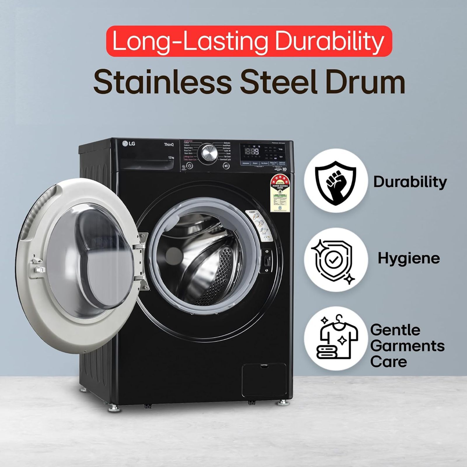 LG 12 kg 5 Star Wi-Fi Inverter Fully Automatic Front Load Washing Machine (Vivace Premium, FHP1412Z5O, 6 Motion DD, Onyx Black) LG 12 kg 5 Star Wi-Fi Inverter Fully Automatic Front Load Washing Machine (Vivace Premium, FHP1412Z5O, 6 Motion DD, Onyx Black)_16