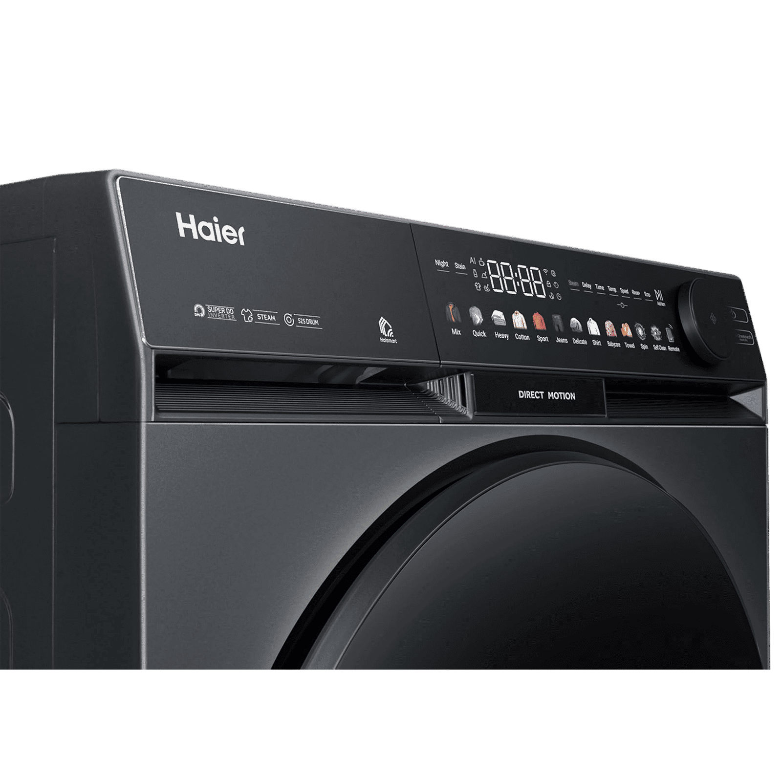 Haier 12 kg 5 Star Wi-Fi Inverter Fully Automatic Front Load Washing Machine (F9, HW120-DM14F9BKU1, Direct Motion Motor, Black)_12