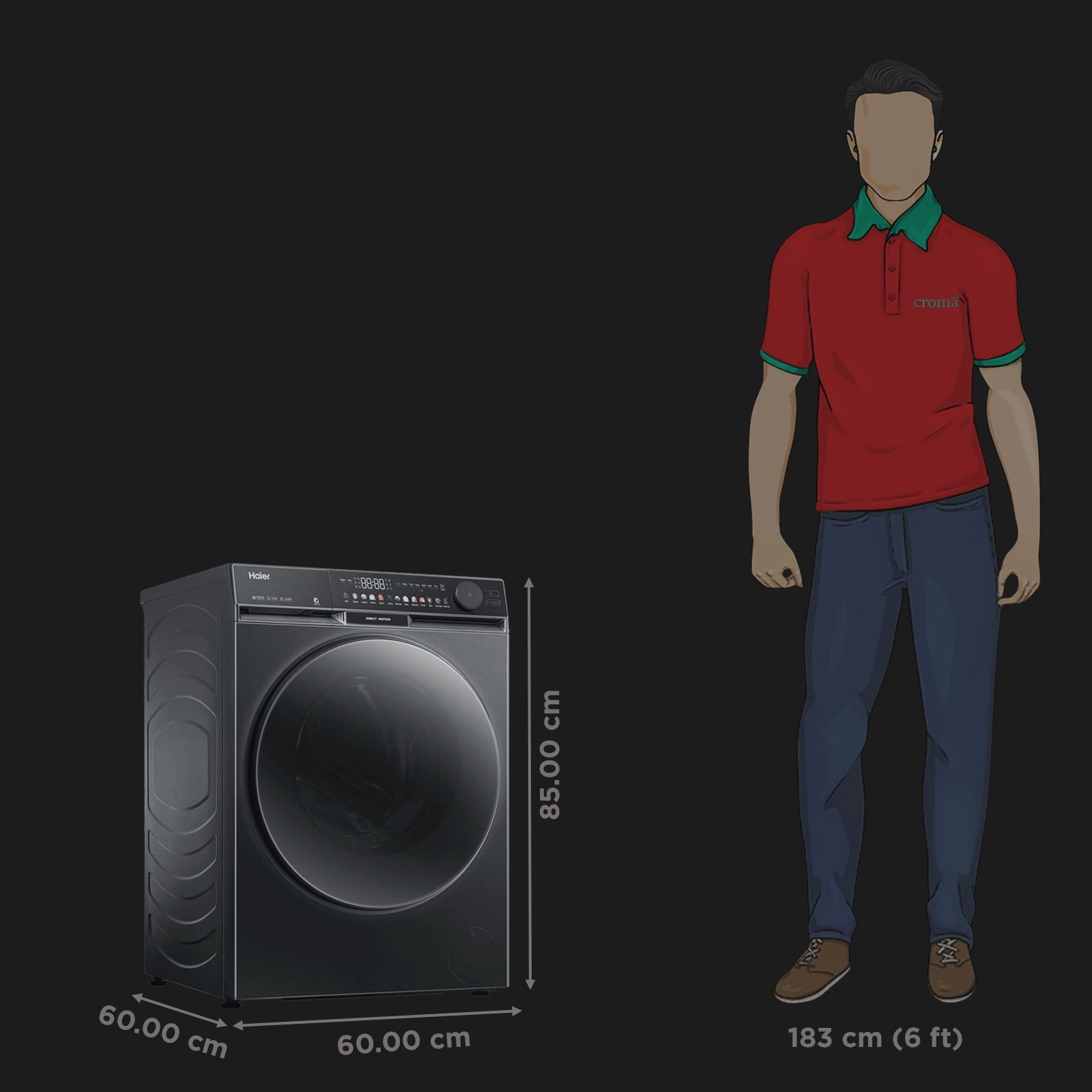 Haier 12 kg 5 Star Wi-Fi Inverter Fully Automatic Front Load Washing Machine (F9, HW120-DM14F9BKU1, Direct Motion Motor, Black)_2