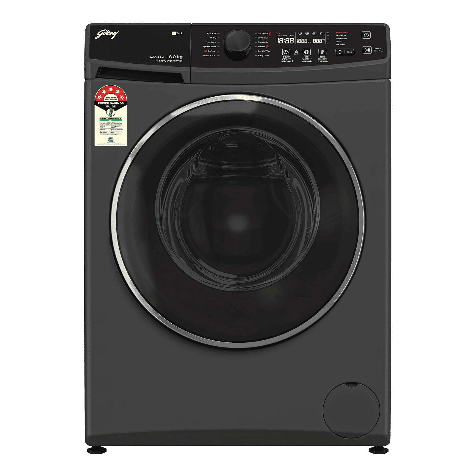 Godrej 8 kg 5 Star Fully Automatic Front Load Washing Machine (Regalis, Zero Pressure Technology, Metallic Black) Godrej 8 kg 5 Star Fully Automatic Front Load Washing Machine (Regalis, Zero Pressure Technology, Metallic Black)_1