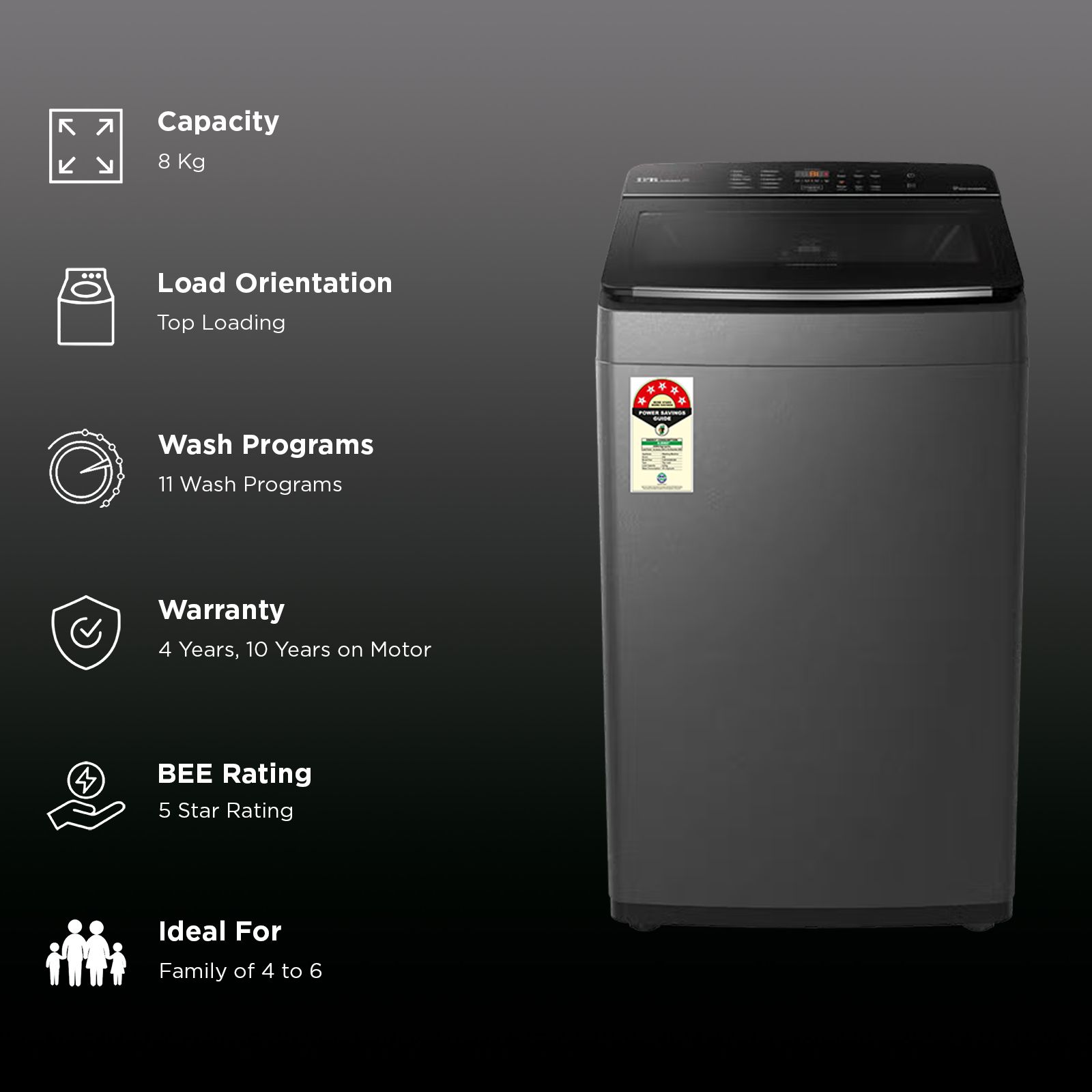 IFB 8 kg 5 Star Fully Automatic Top Load Washing Machine (TL801OG2SID, 8903287032882, With Eco Inverter, Onyx Grey)_3