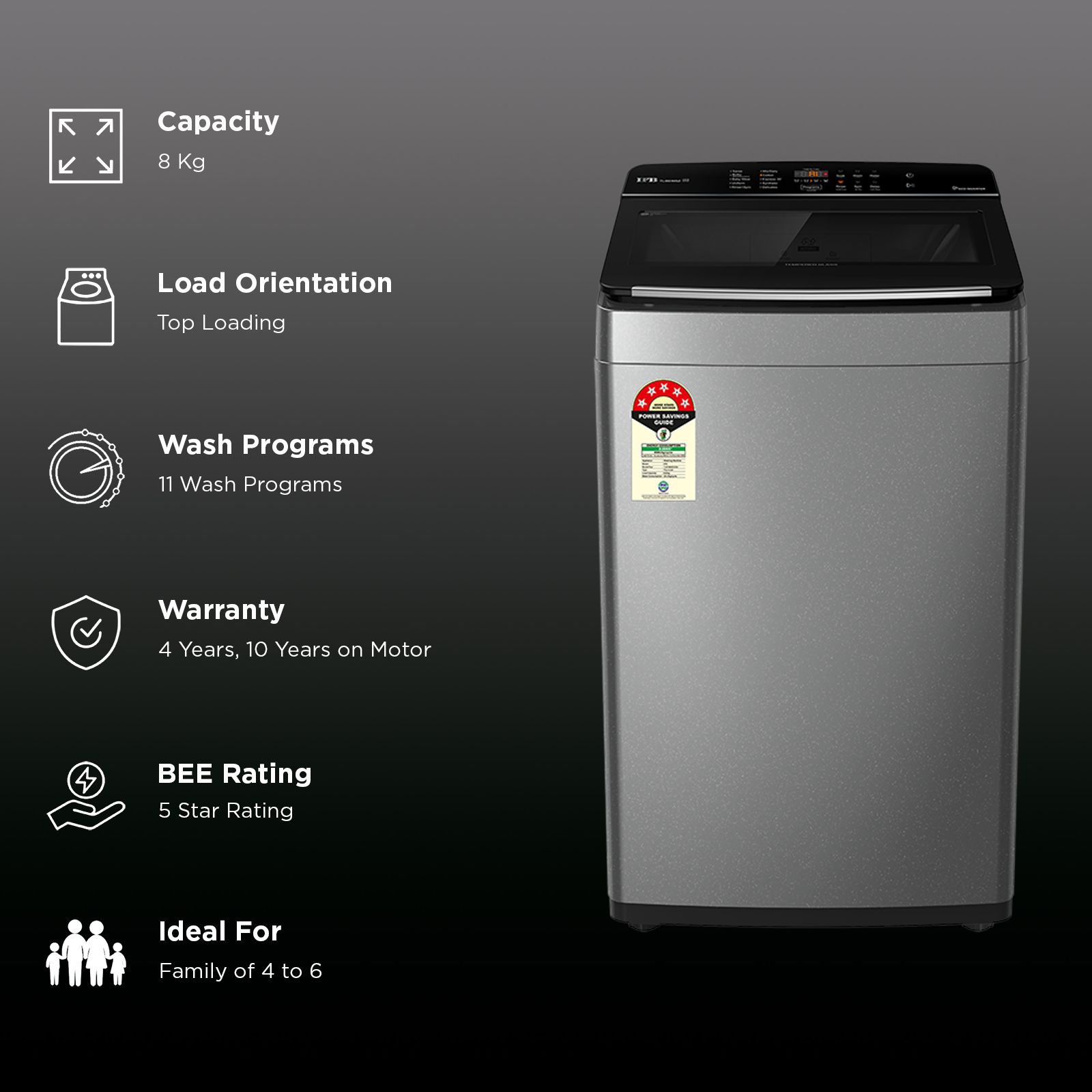 IFB 8 kg 5 Star Fully Automatic Top Load Washing Machine (TL801MS2ID, 8903287032271, With Eco Inverter, Mystic Silver)_3