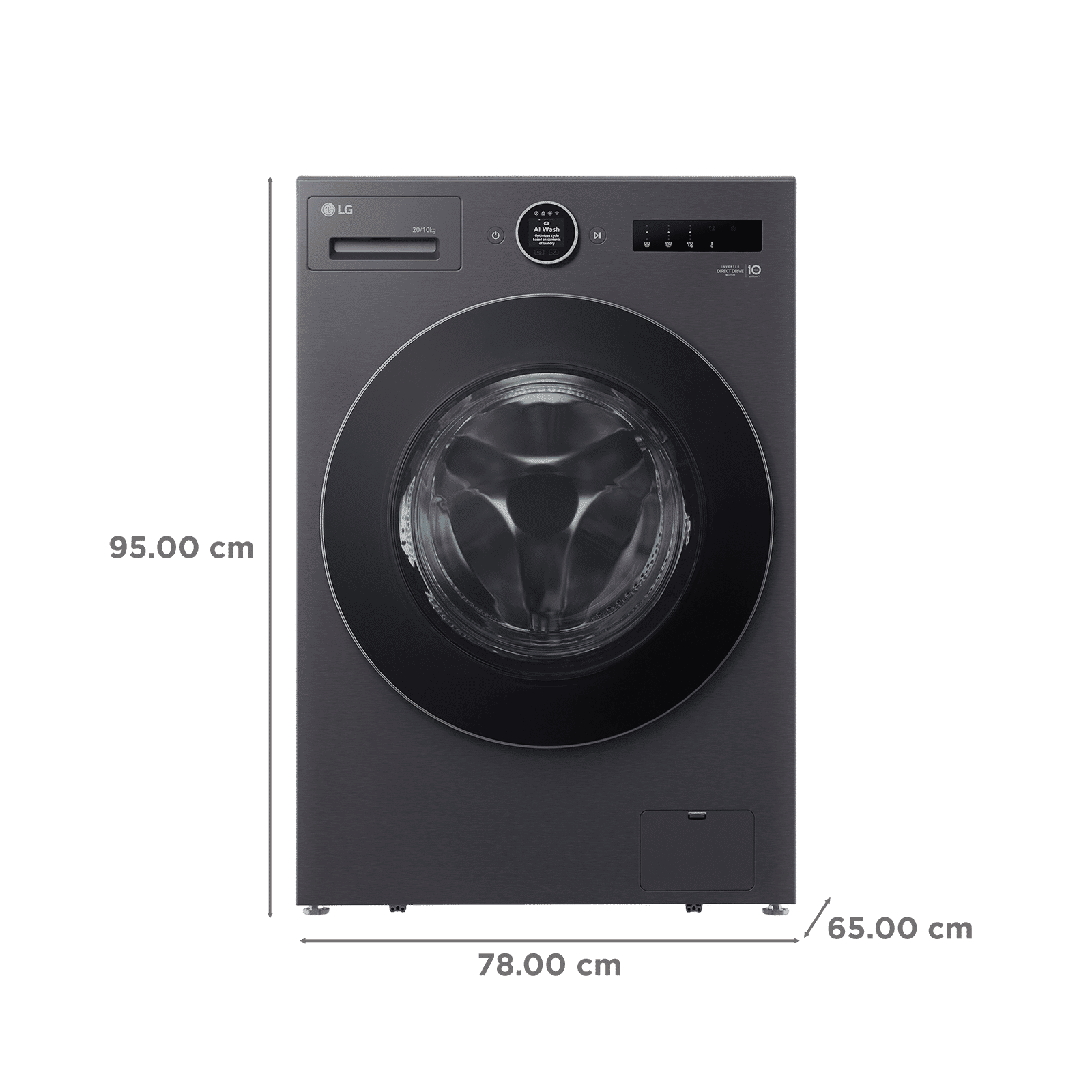 LG 20/10 kg Wi-Fi Inverter Fully Automatic Front Load Washing Machine (VX Series, FDX92010A9K.AEBQEIL, Essence Black)_2