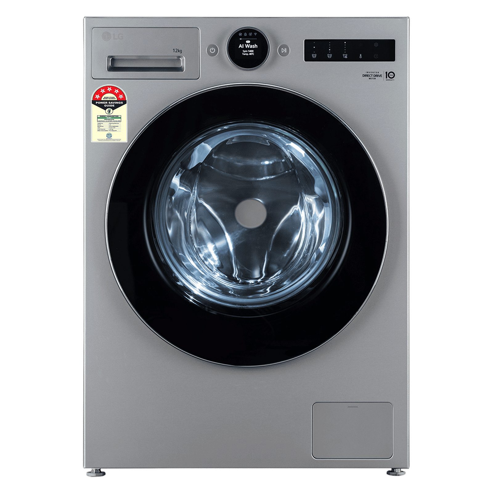 LG 12 kg 5 Star Wi-Fi Fully Automatic Front Load Washing Machine (VX Series, FX1412N9S.AESQEIL, AI Direct Drive, Essence Silver)_1