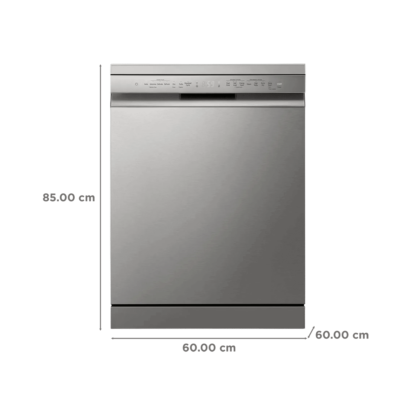 LG 15 Place Settings Free Standing Smart Dishwasher with Front Control Panel (No Pre-rinse Required, Prime Silver)_2