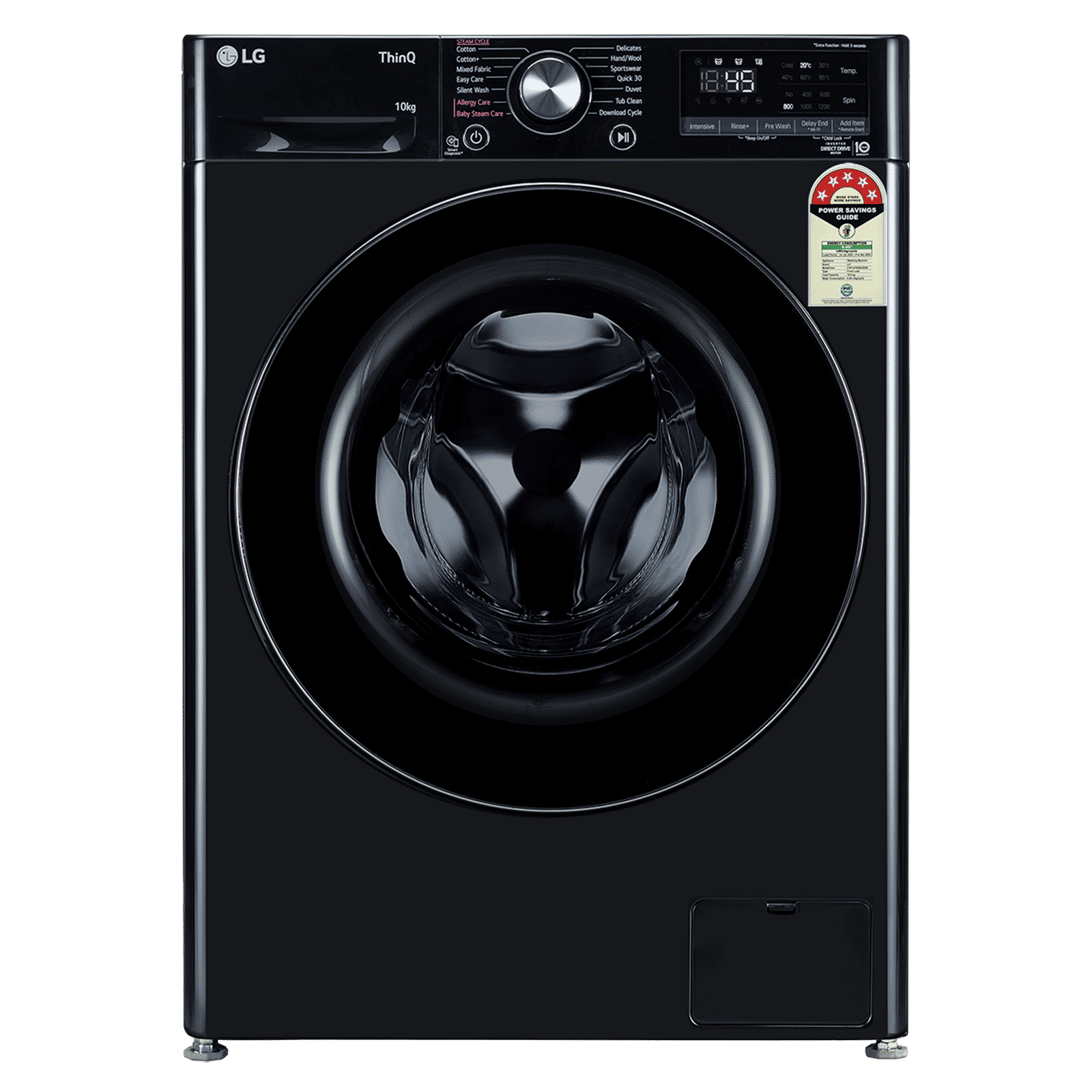 LG 10 kg 5 Star Wi-Fi Fully Automatic Front Load Washing Machine (Vivace Premium, FHP1210Z6O.ANBQEIL, AI Direct Drive, Onyx Black)_1
