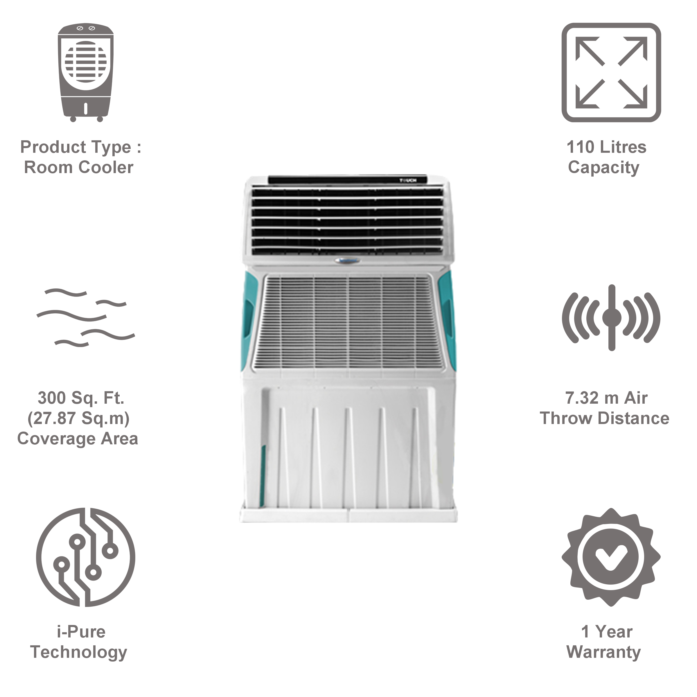 Symphony Touch 110 Litres Desert Air Cooler with i-Pure Technology (Digital Touch Screen, White)_5