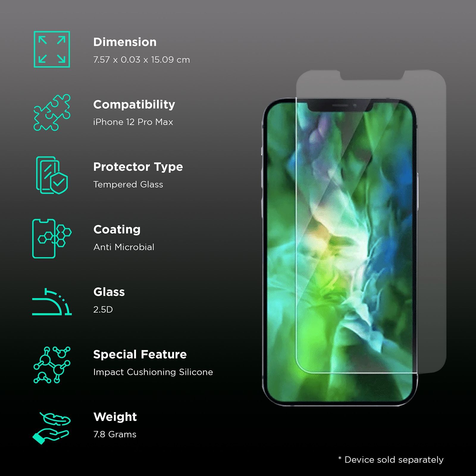 scratchgard Tempered Glass for Apple iPhone 12 Pro Max (Anti Microbial Coating)_3